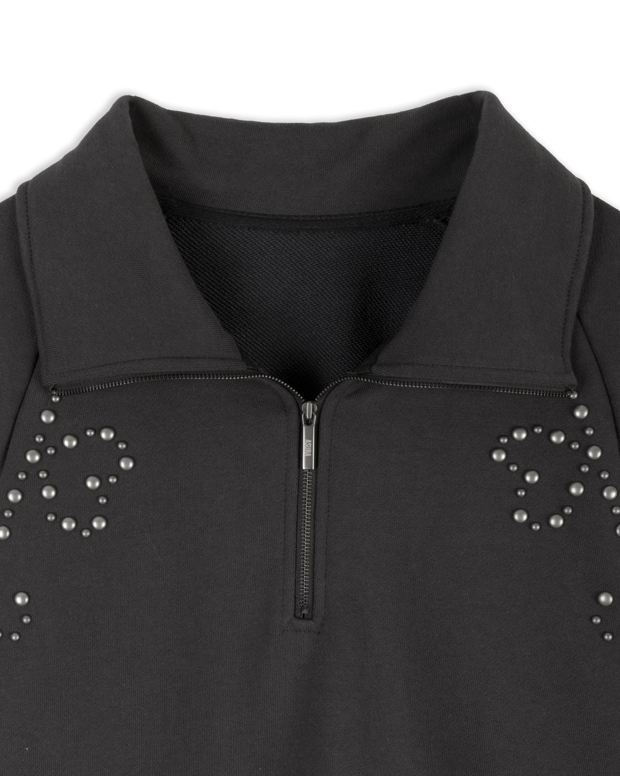 HEART STUD HALF ZIP-UP_CHARCOAL
