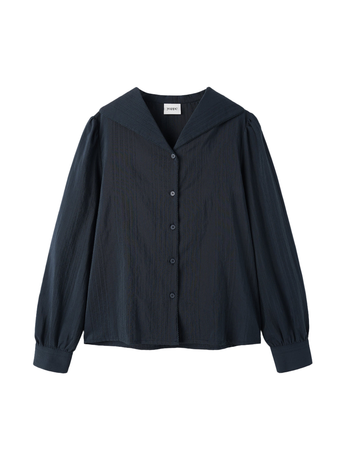 LACE COLLAR SHIRT_NAVY