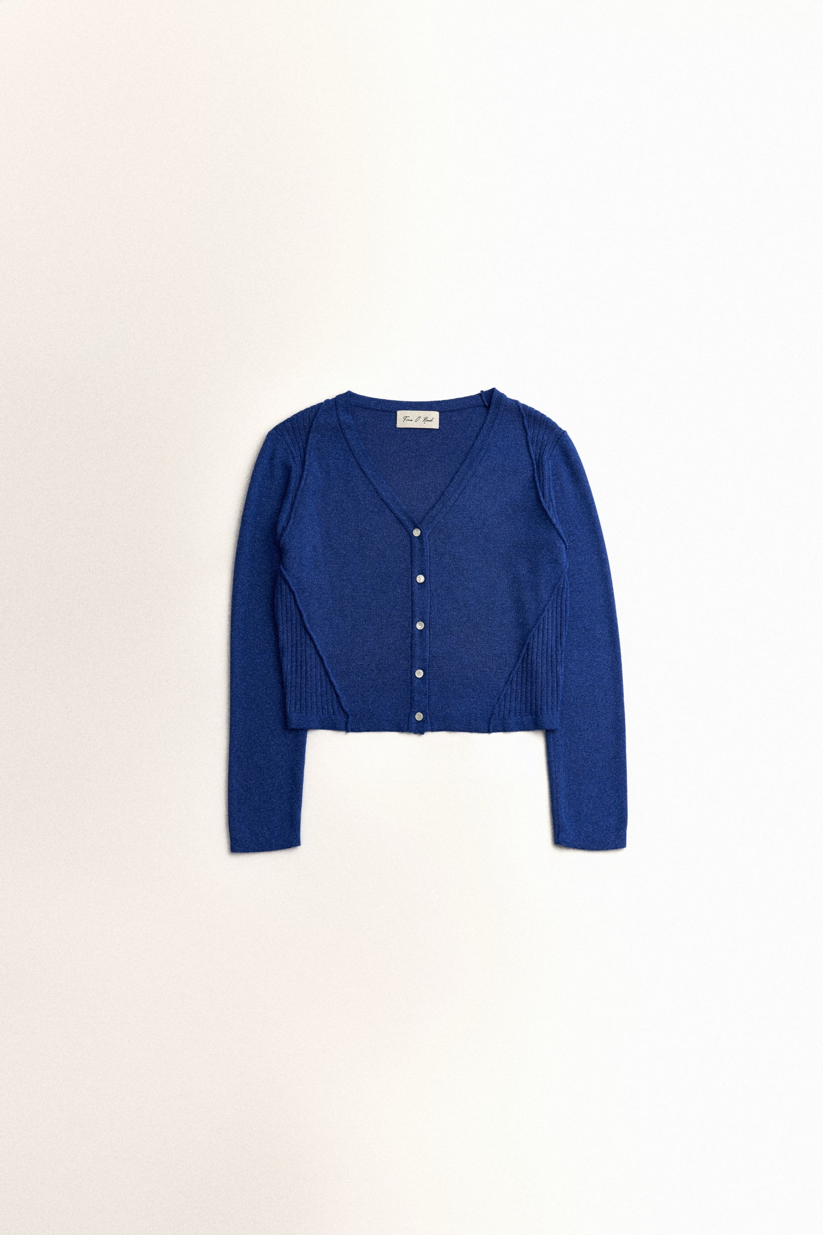 CARDIGAN À COUTURES BRUTES_BLEU