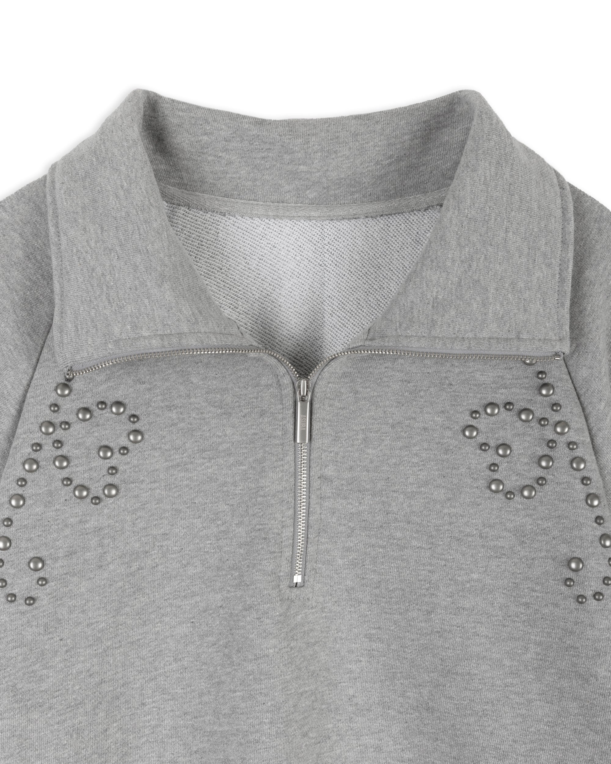 HEART STUD HALF ZIP-UP_MELANGE GRAY