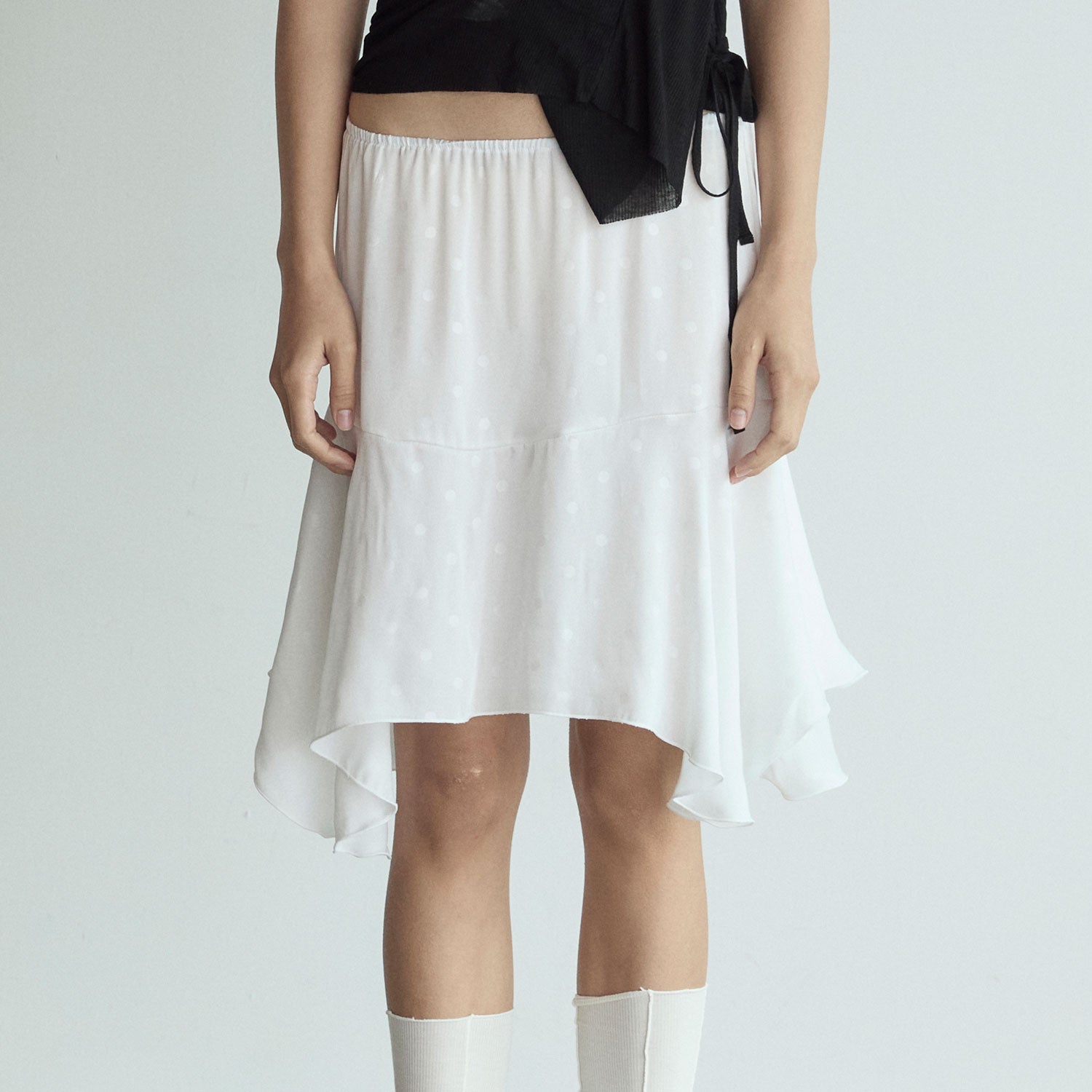 POLKA DOT SKIRT_WHITE