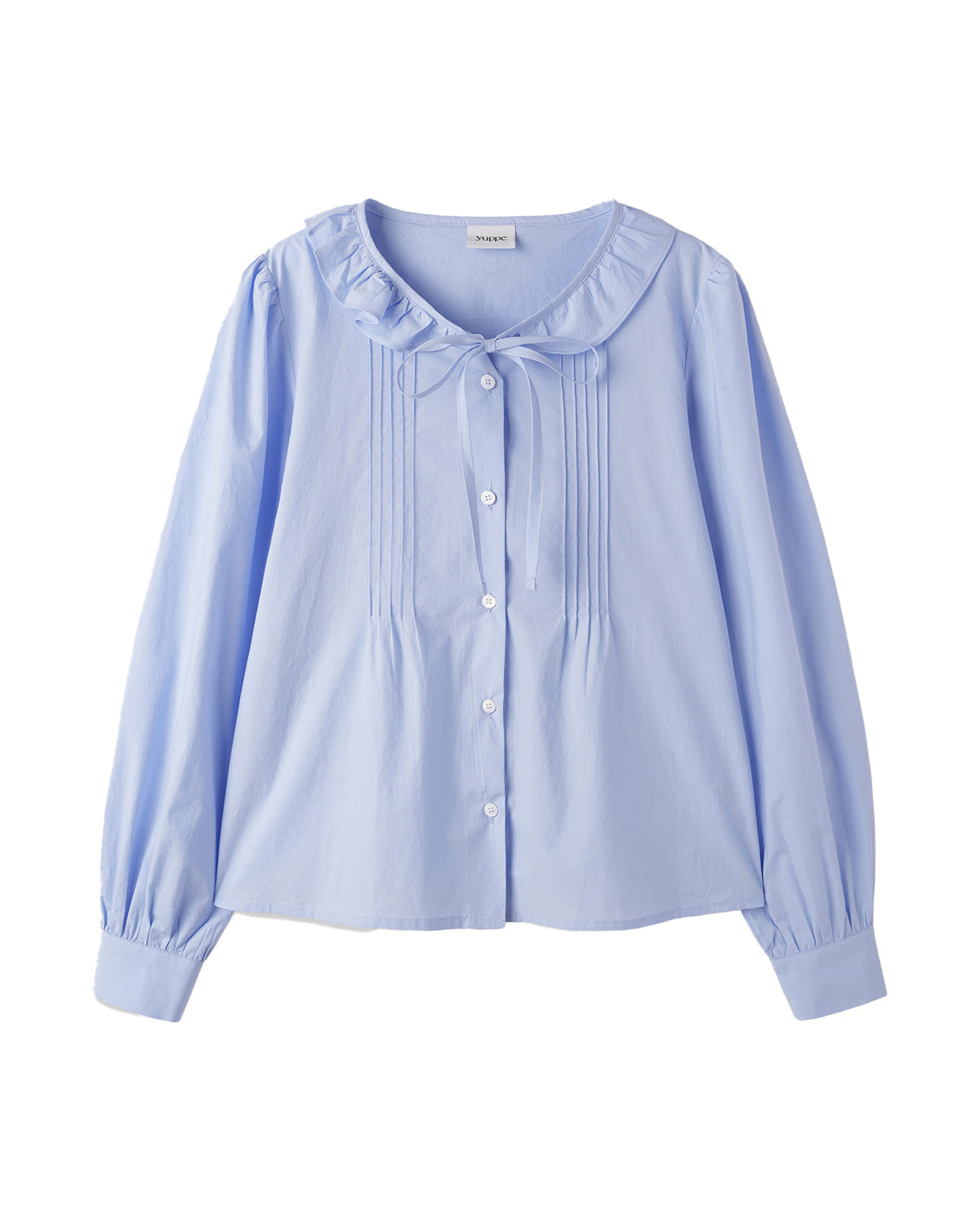 FRILL TUCKED SHIRT_SKY BLUE