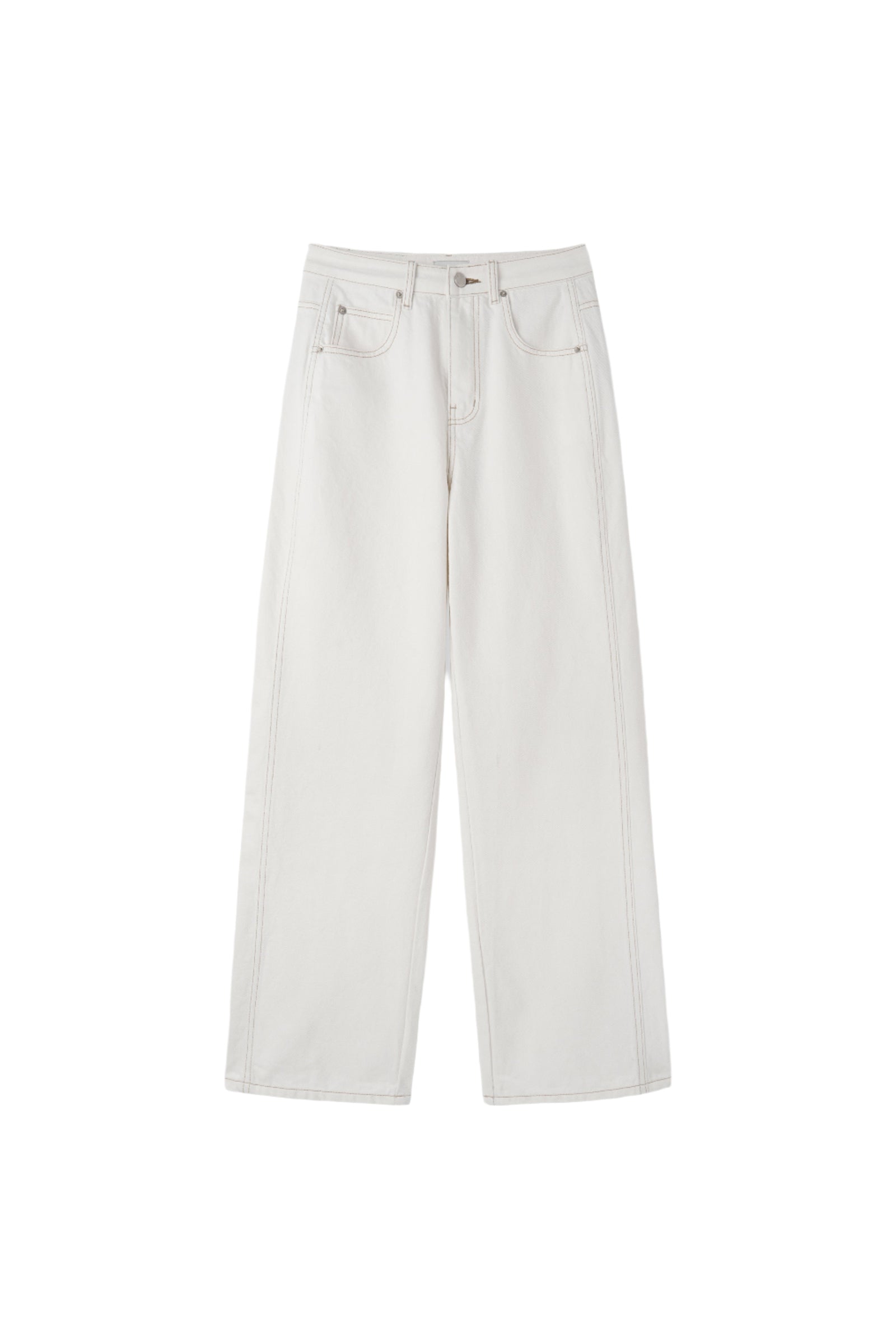 PANTALON EN COTON AVEC LIGNES_BLANC