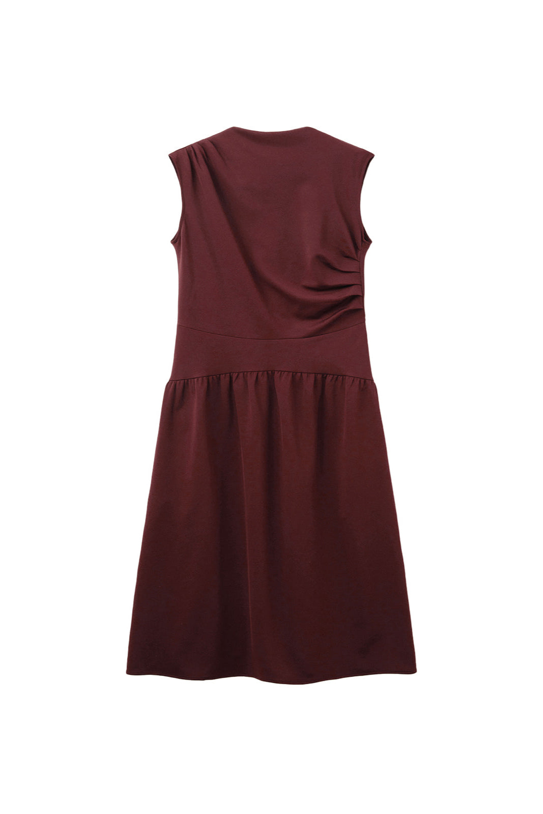 JERSEY DRAPED SLIM DRESS_BURGUNDY