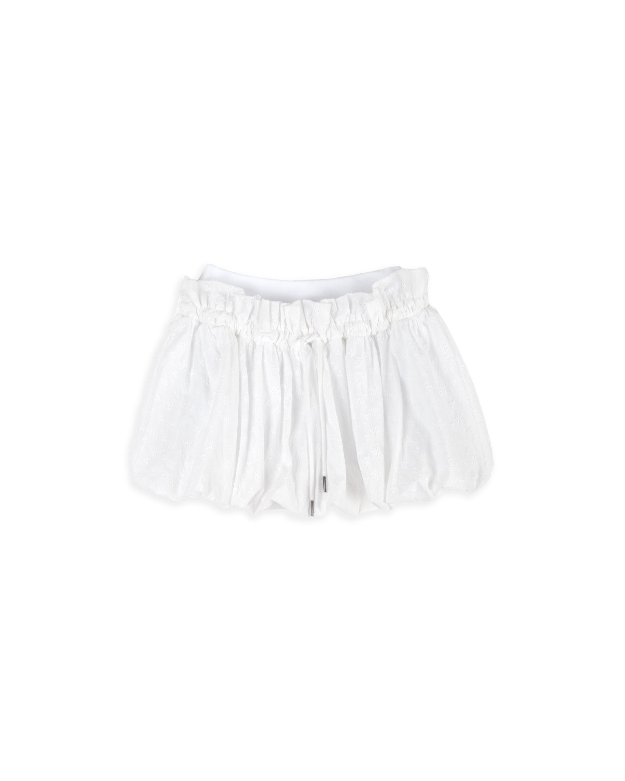 PUNCHING LACE BALLOON SKIRT_WHITE
