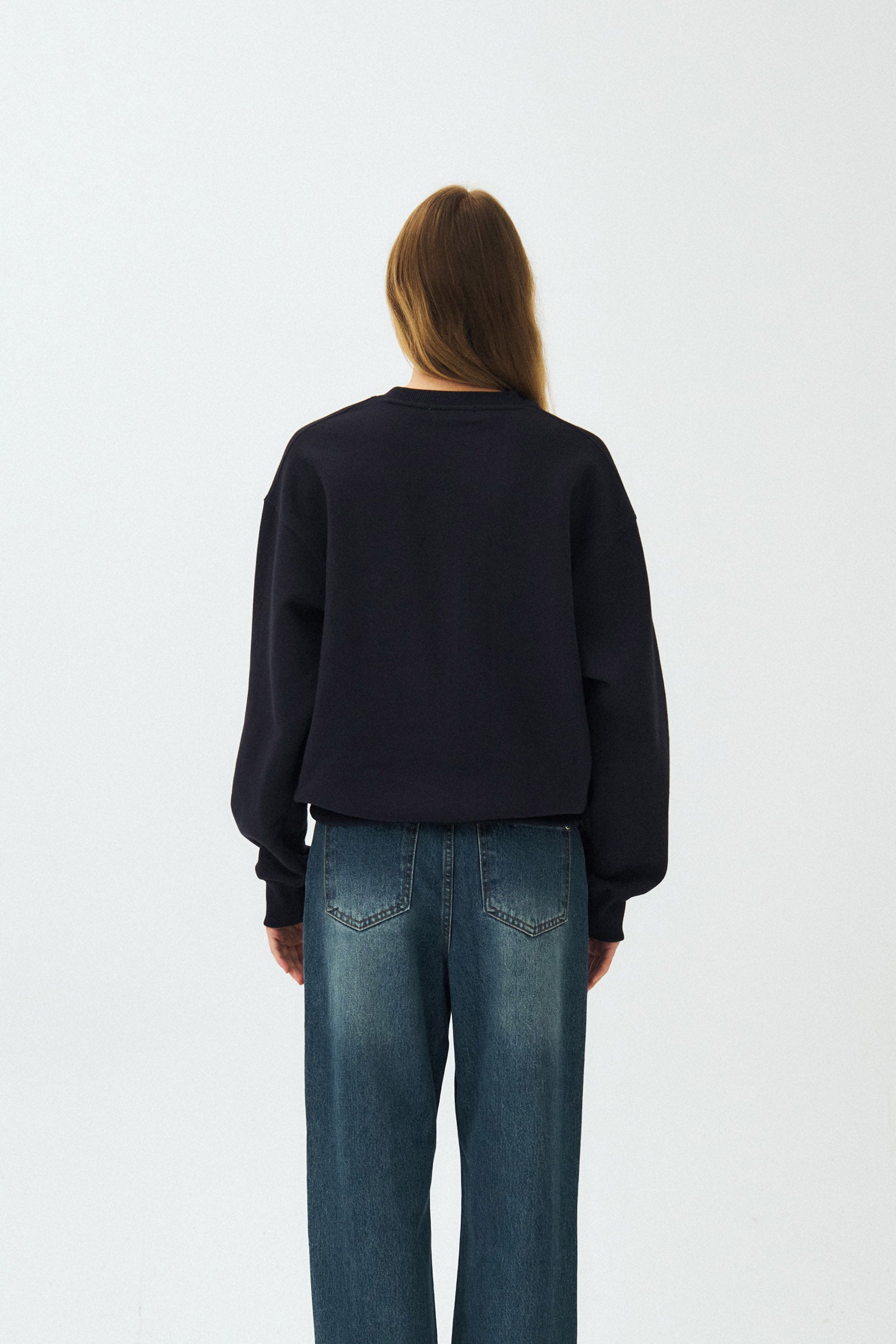 MAIS BOUCLE LOGO SWEAT SHIRT_NAVY