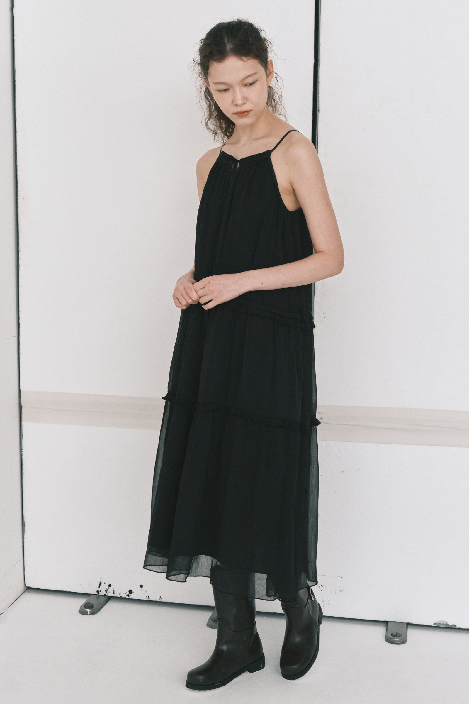 CHIFFON BOHEMIAN MAXY DRESS_BLACK