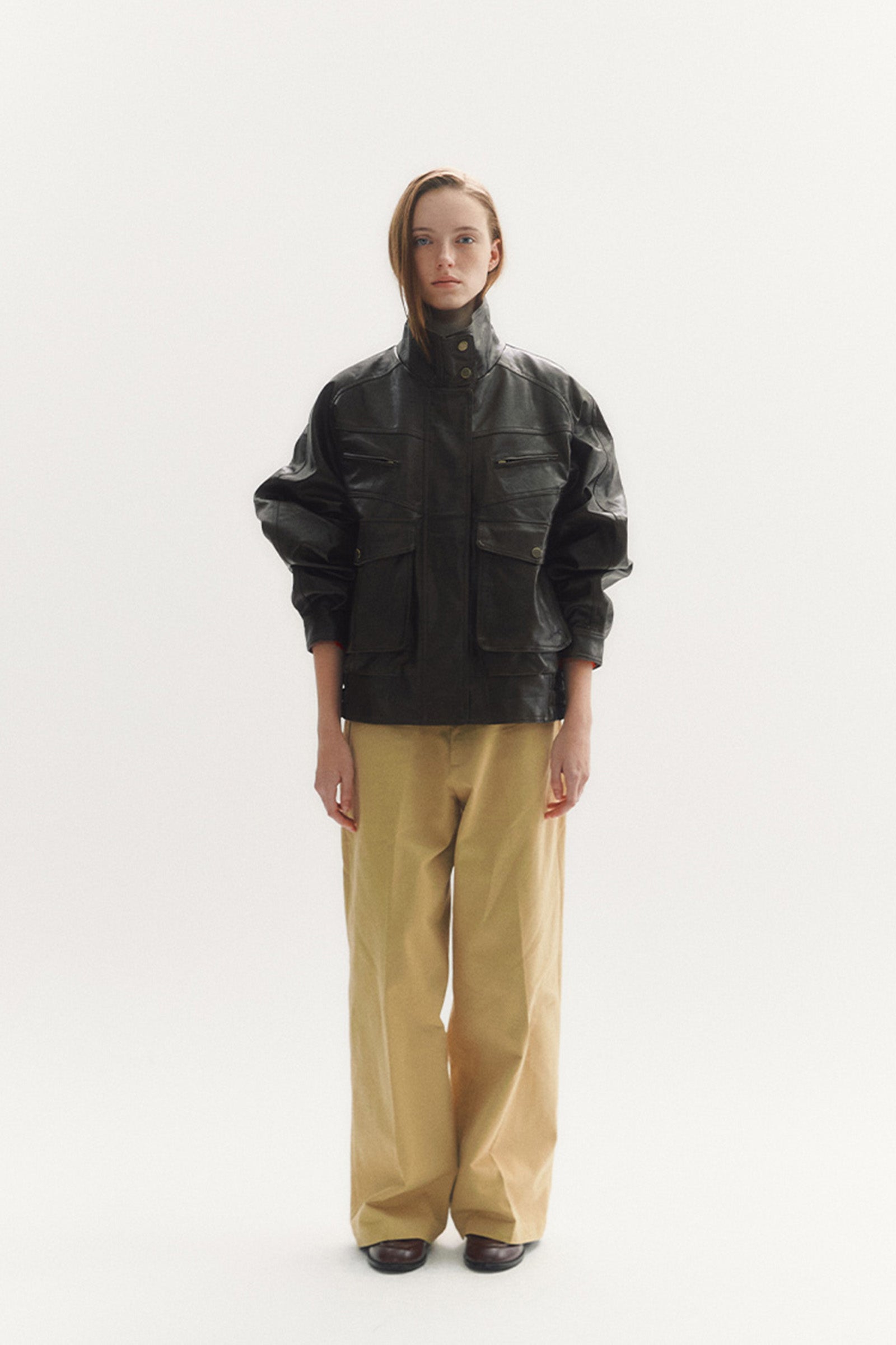 UTILITY LEATHER JACKET_BROWN