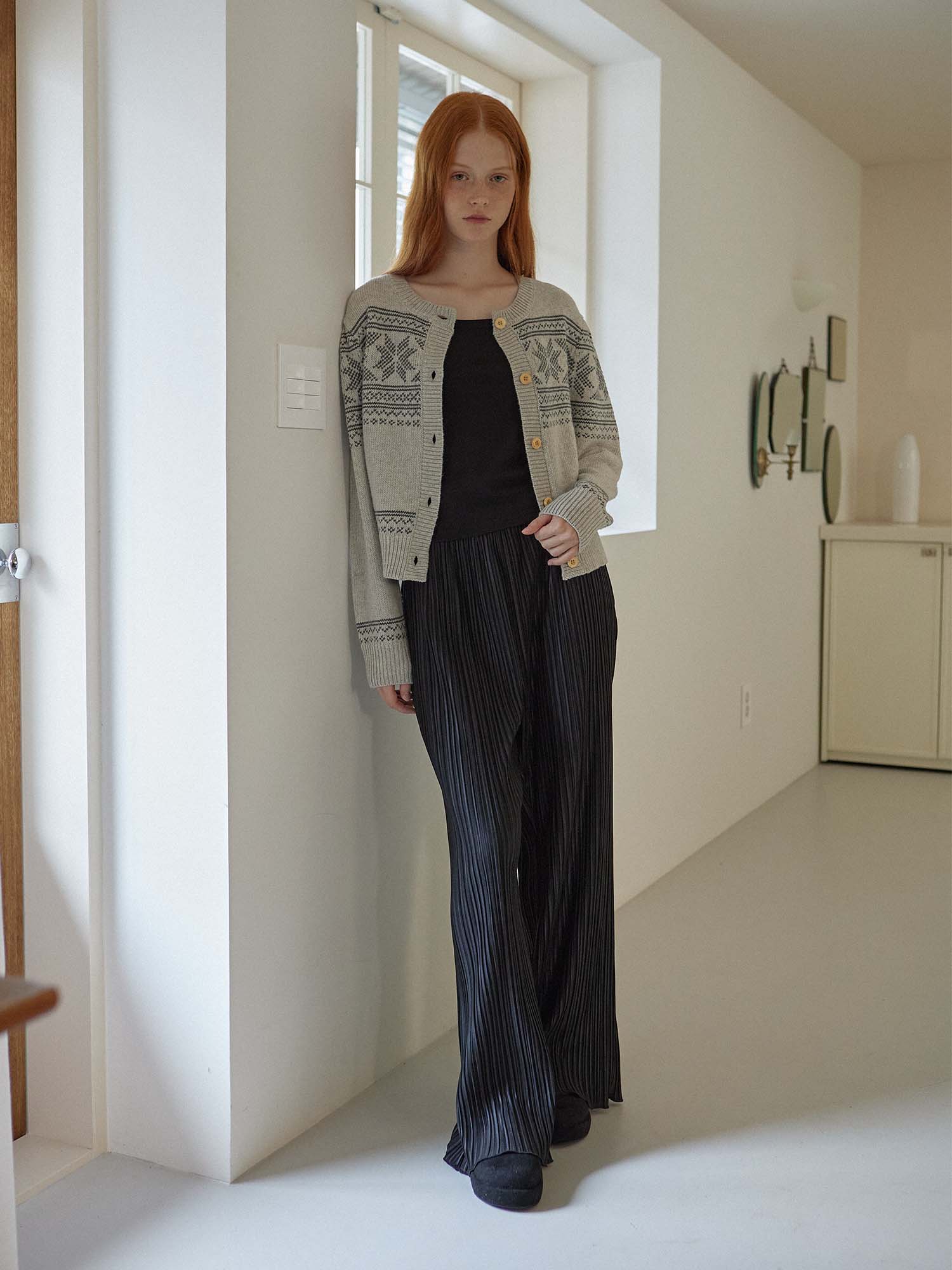 PANTALON DROIT PLISSÉ _NOIR