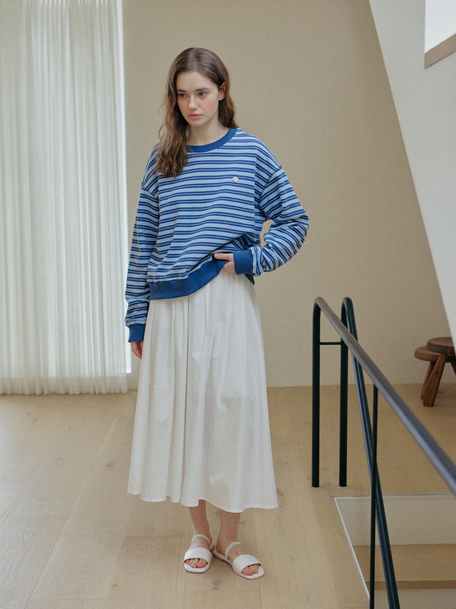 STRIPE LOGO SWEATSHIRT_SKYBLUE