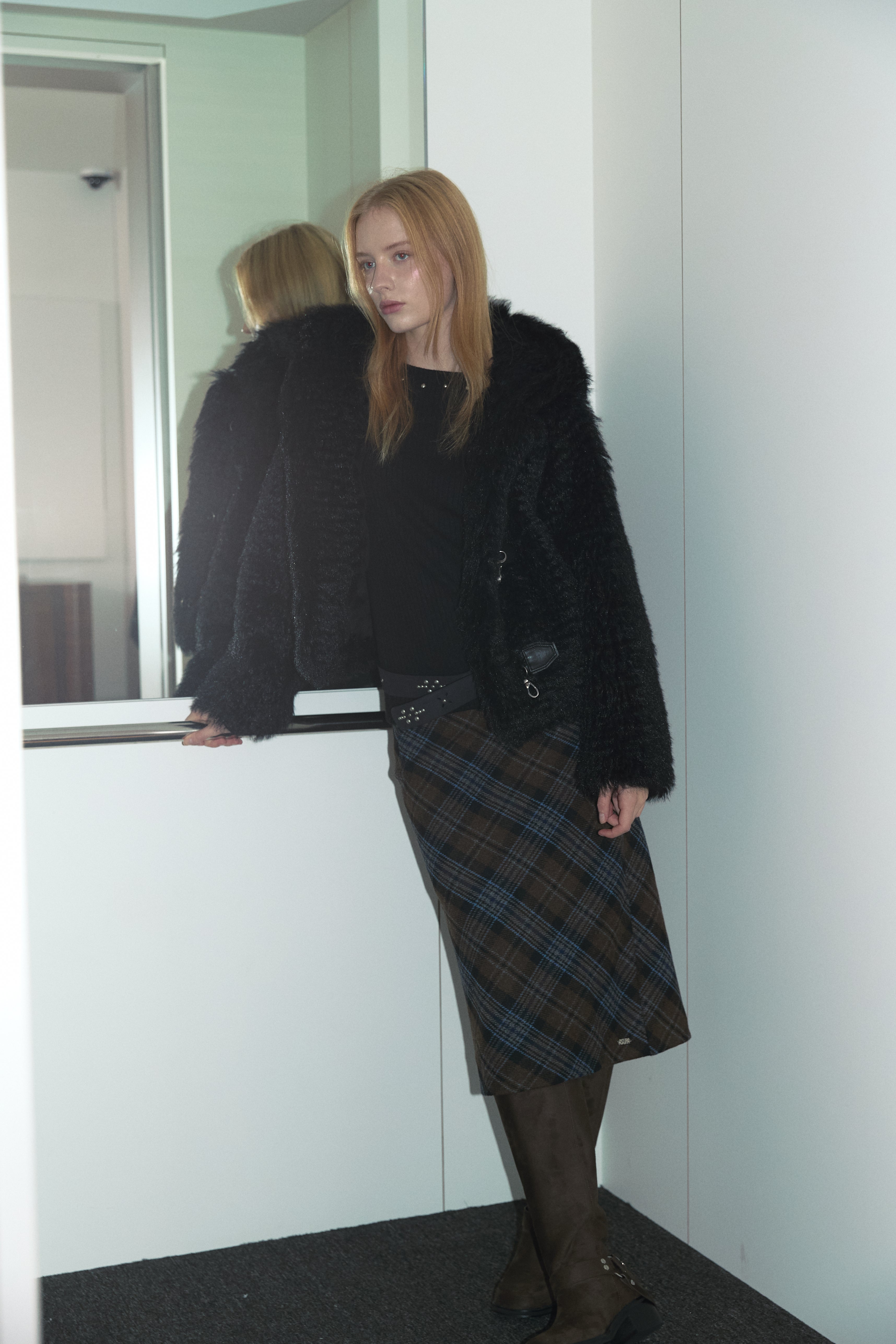 WOOL BIAS SKIRT_CHECKERED