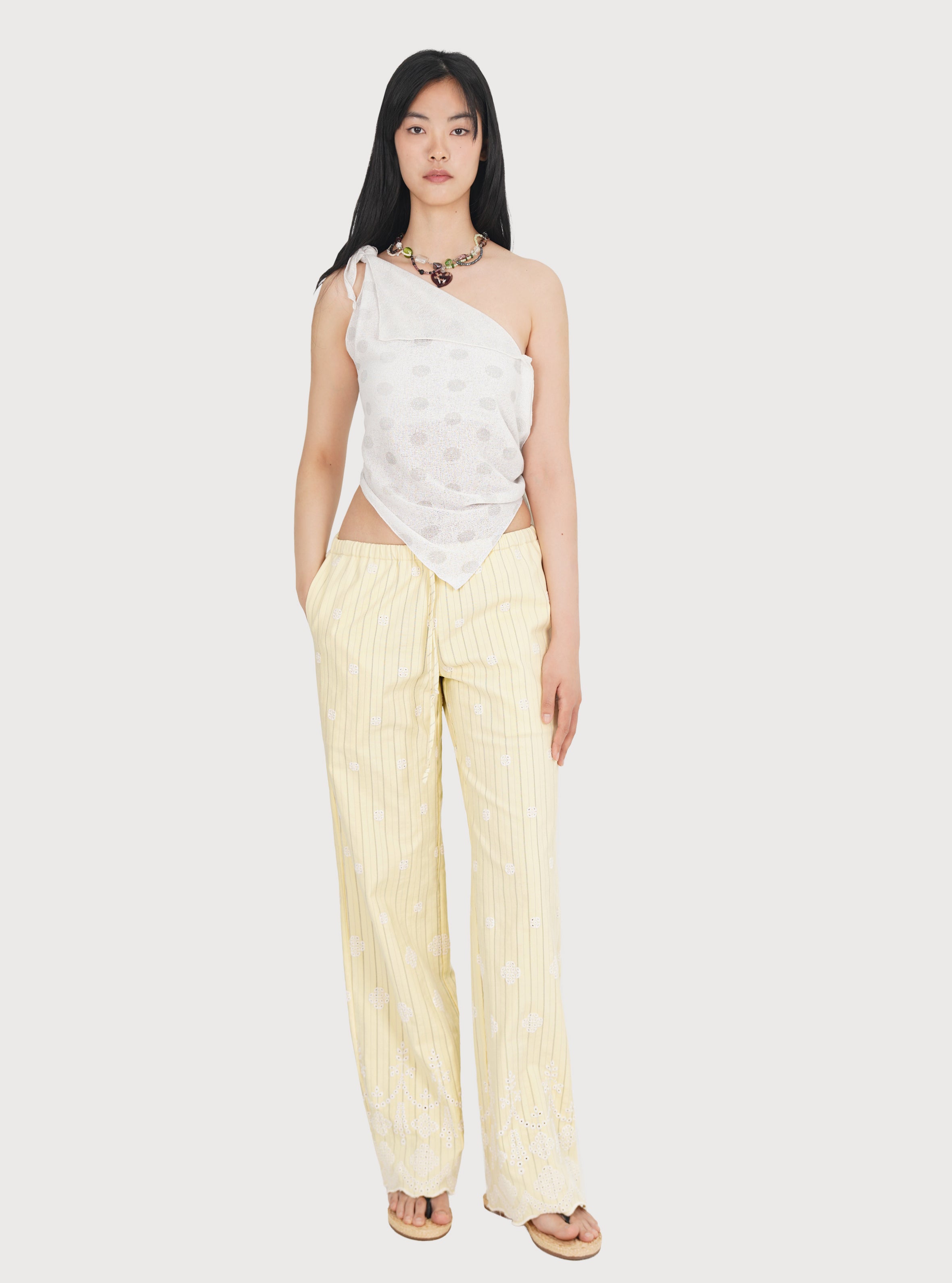 PUNCHING LACE PANTS_BUTTER