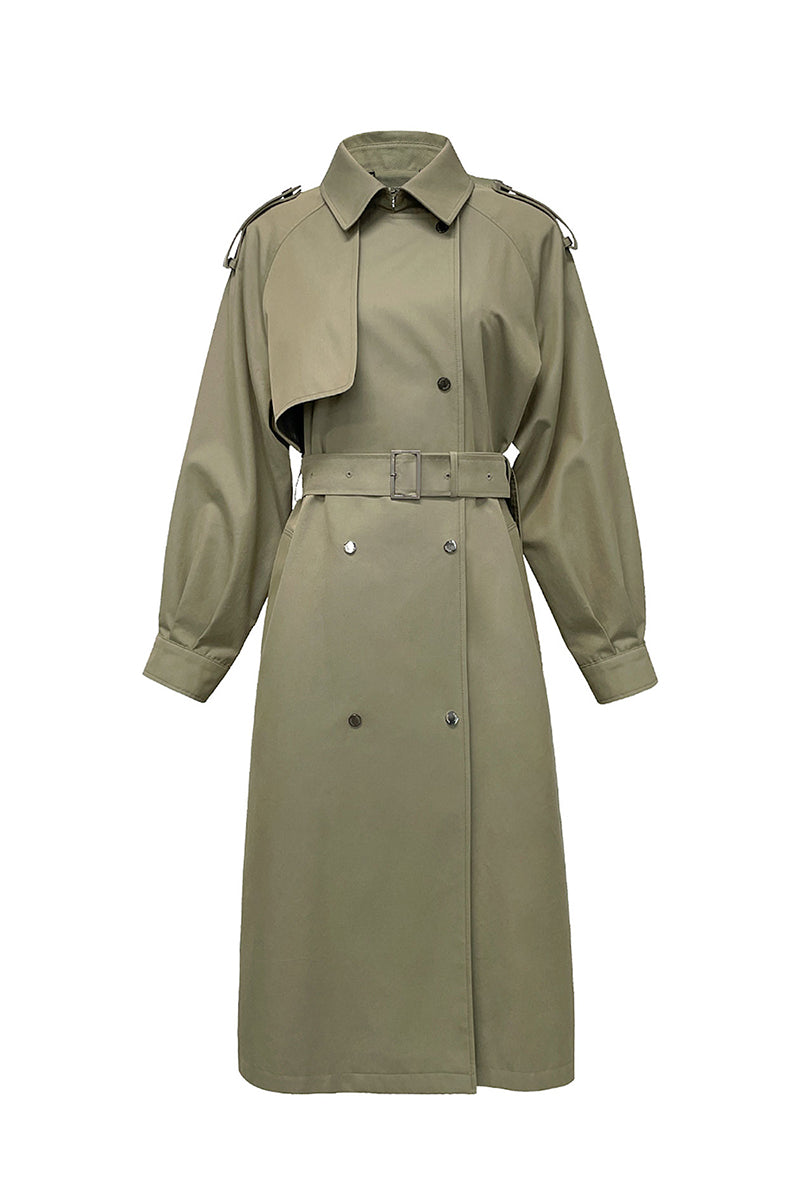 MANTEAU TRENCH À BOUTONS PRESSION (CLASSIQUE)_KAKI
