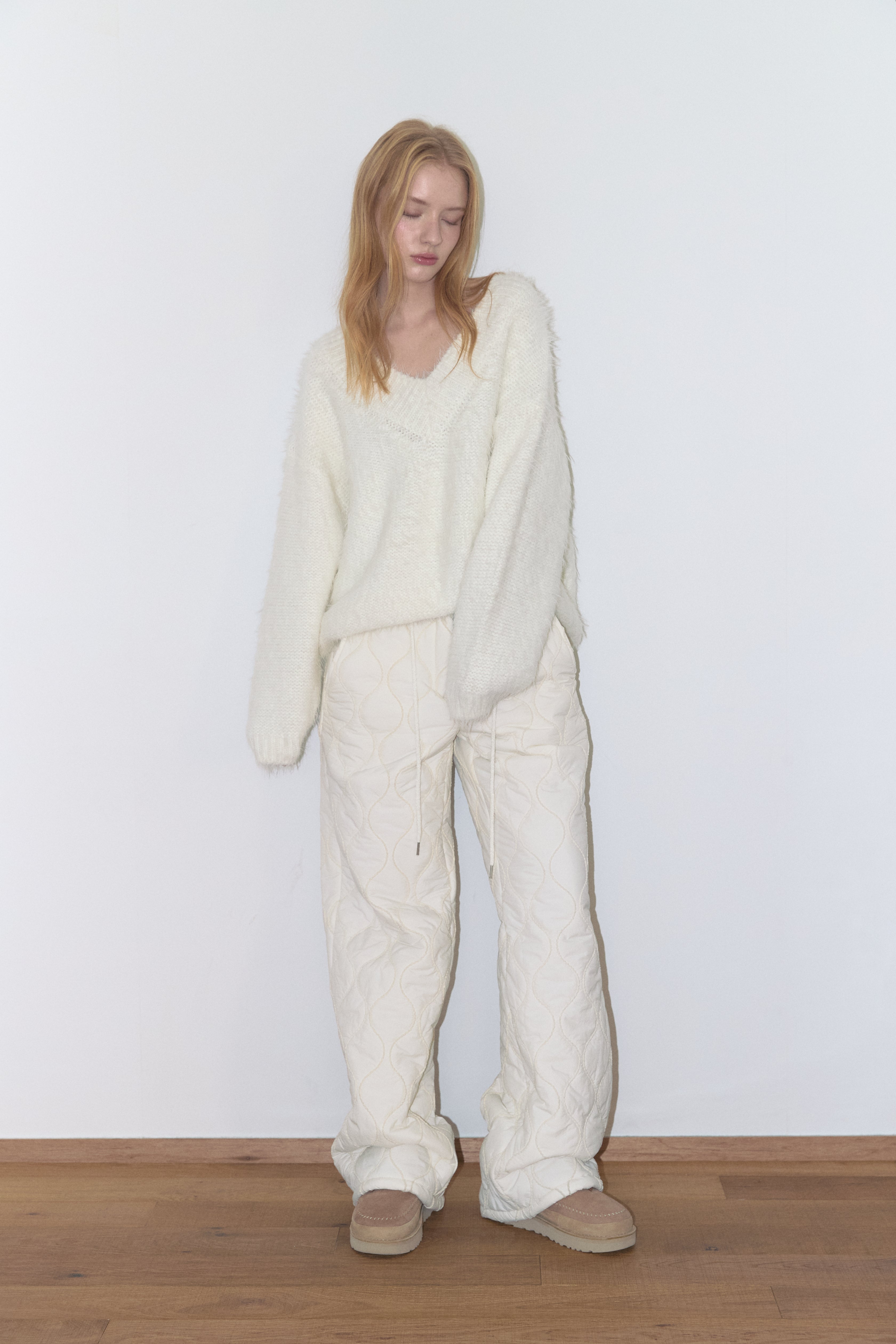 PANTALON REMBOURRÉ MATELASSÉ_CRÈME