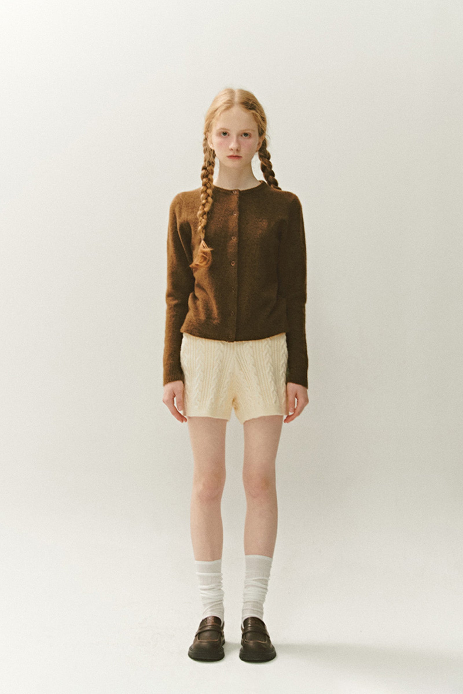 WOOL BLENDED CARDIGAN_BROWN