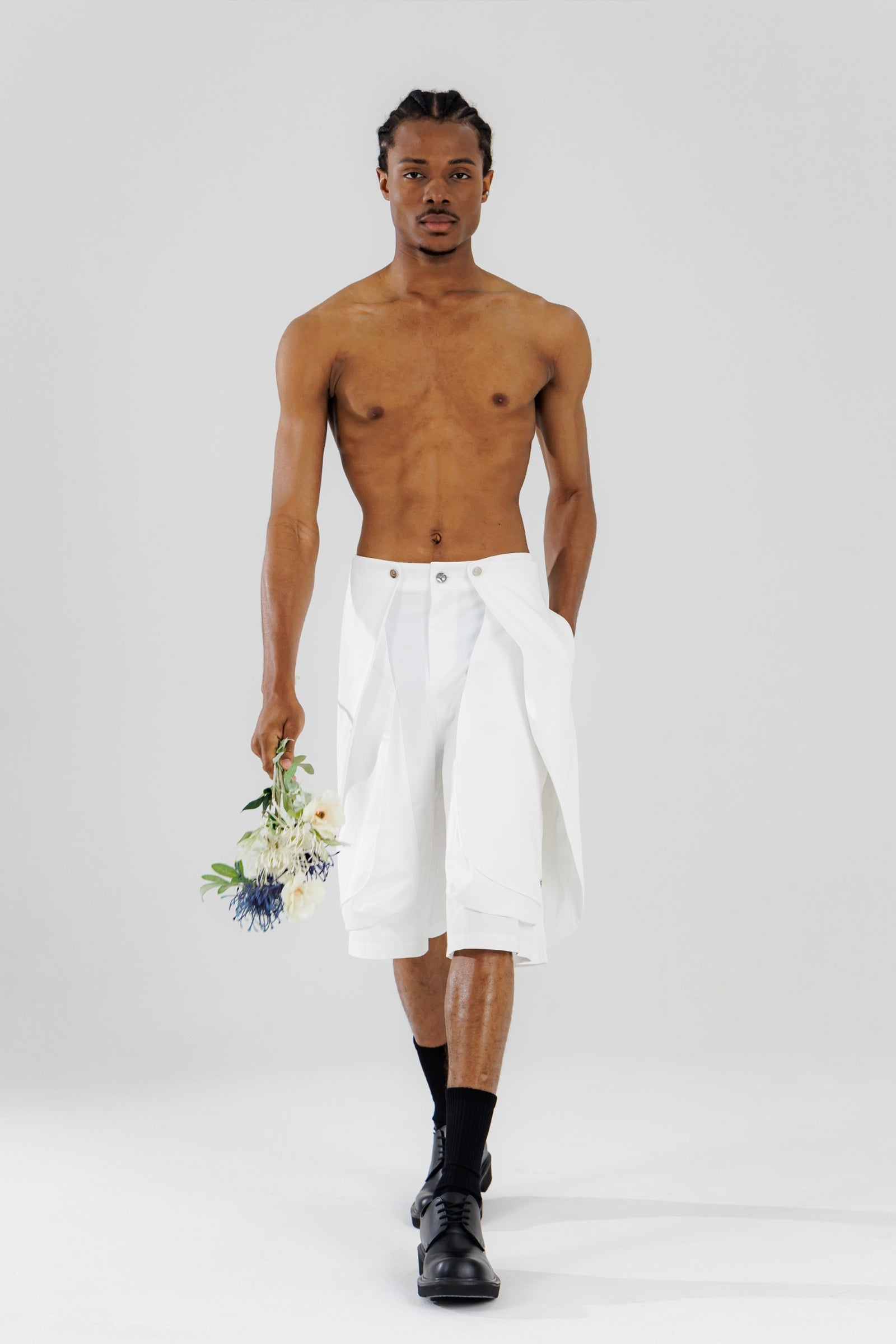 BLOSSOM 3D POCKET SHORTS_BLANC