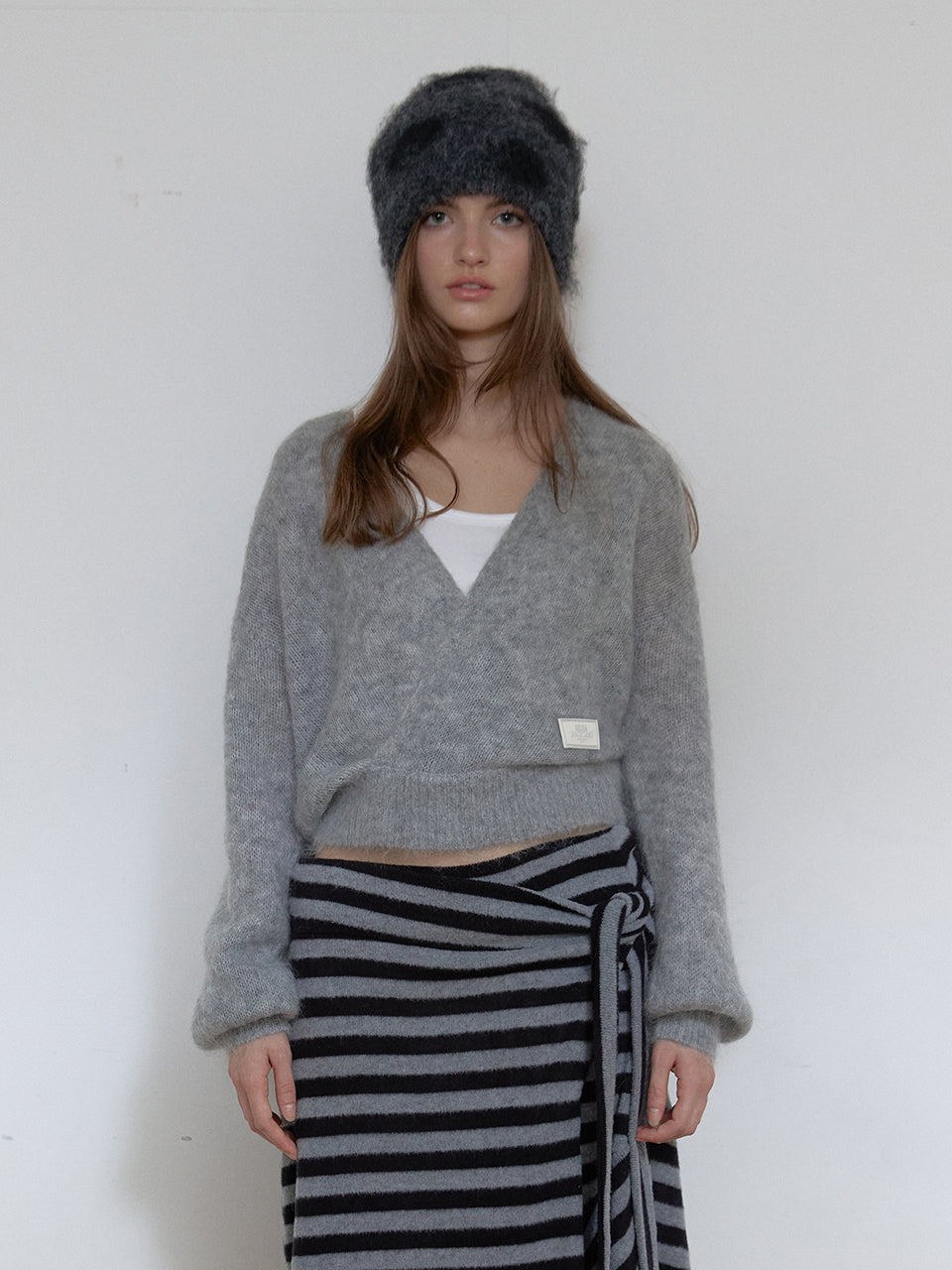 ANGORA WOOL WRAP KNIT_GREY