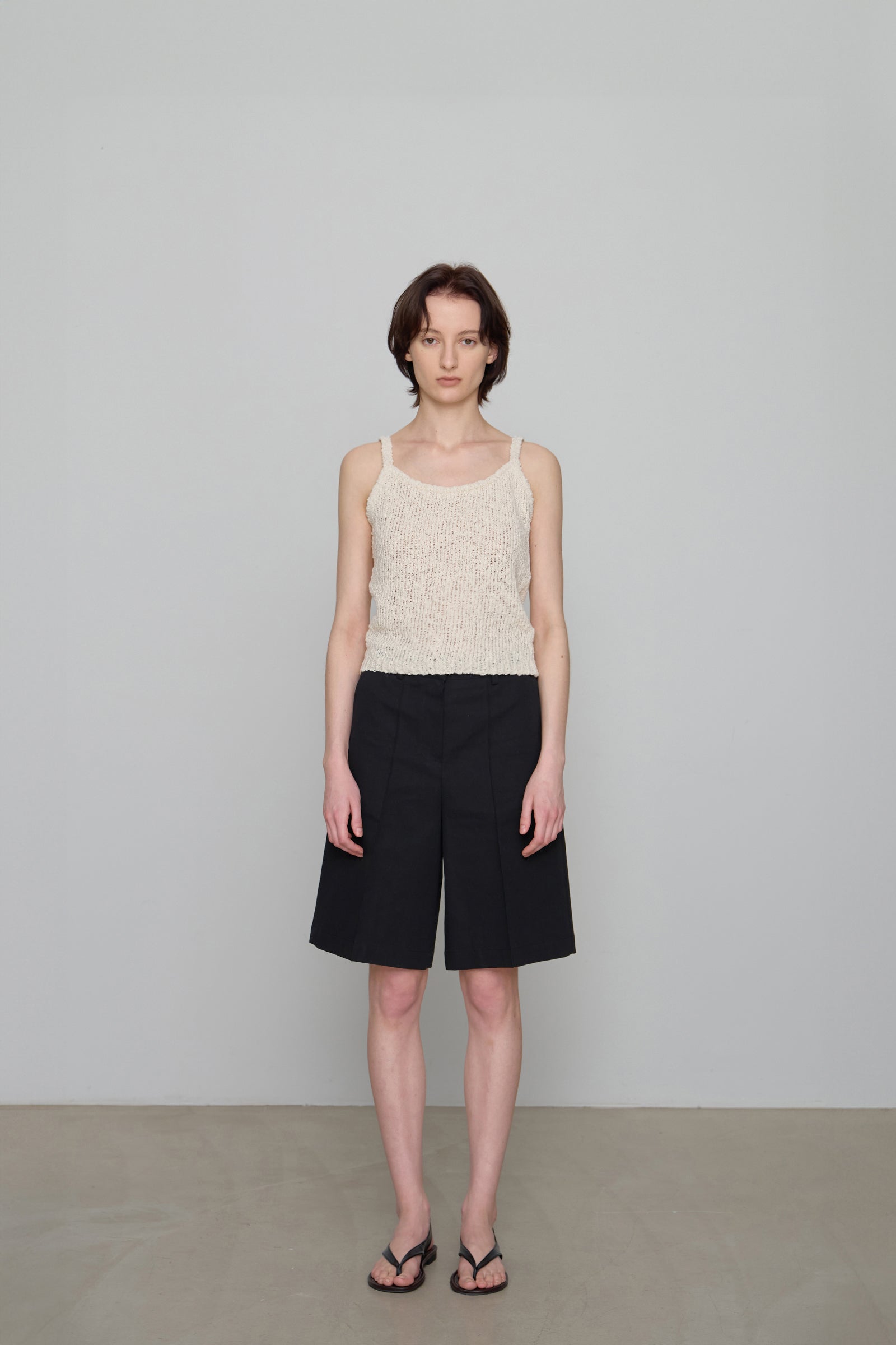 COTTON BUBBLE SLEEVELESS KNIT_CREAM