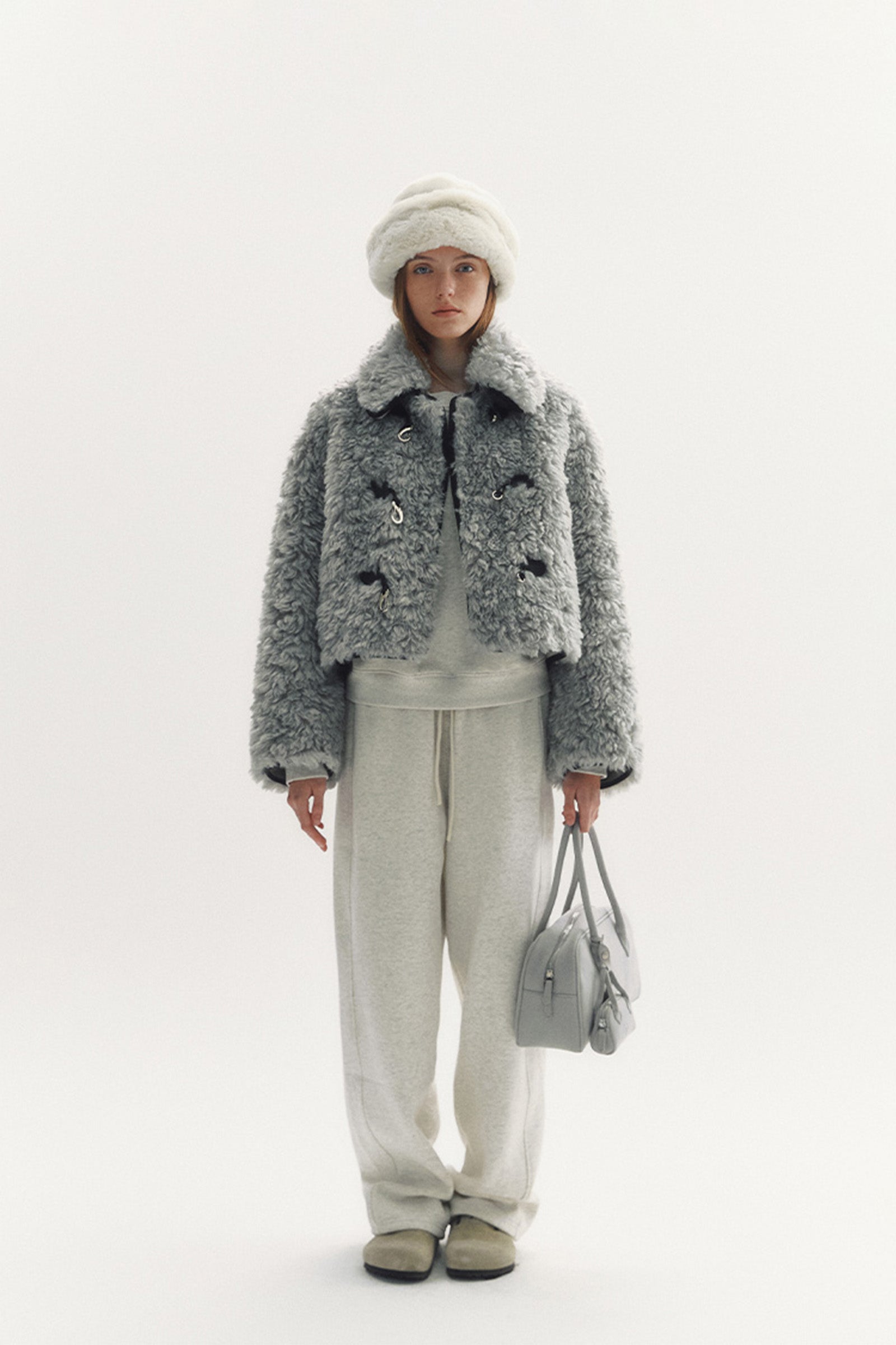 BÉBÉ FUR SHEARING JACKET_GREY