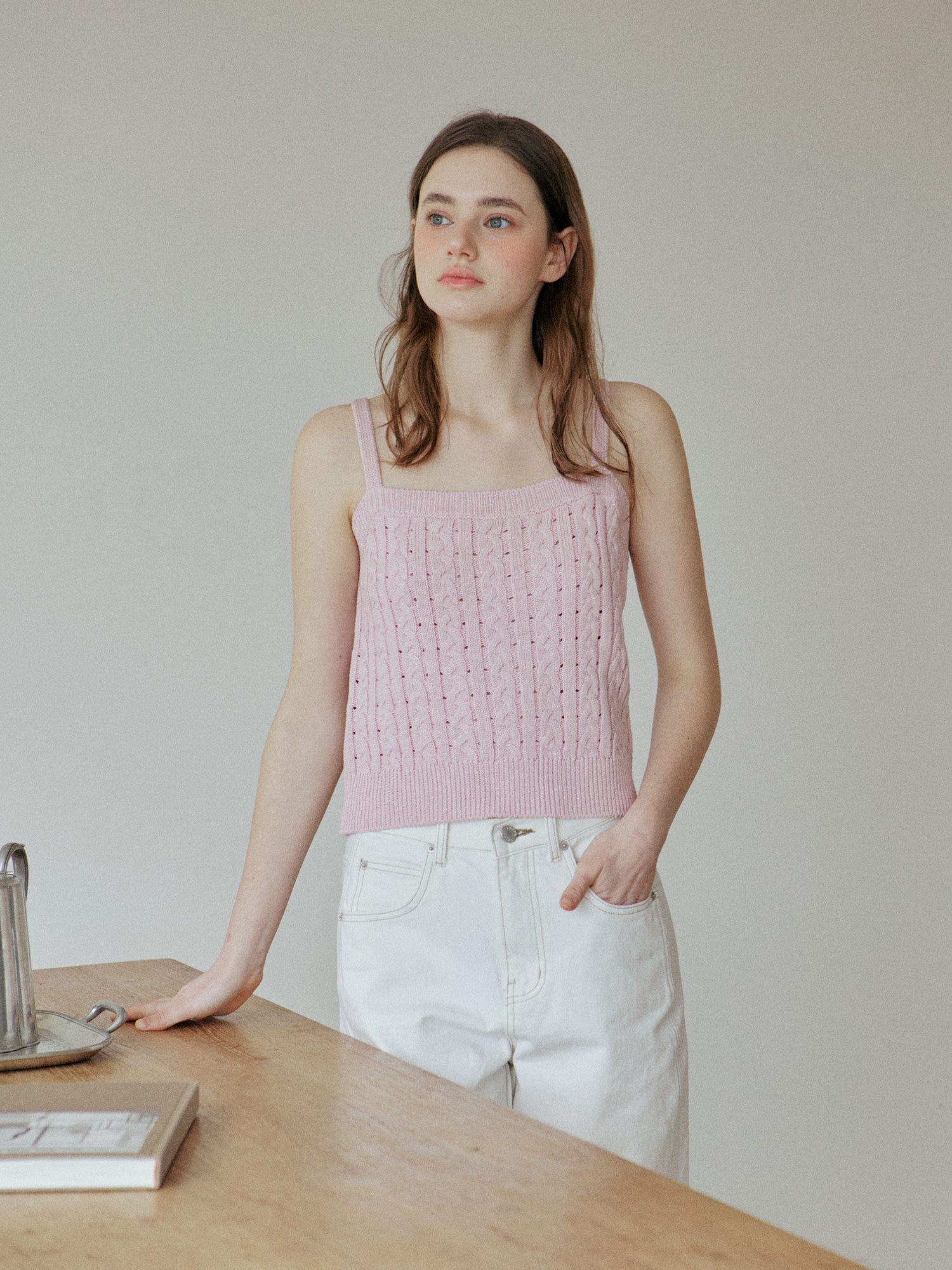 LACE RIBBON SLEEVELESS_PINK
