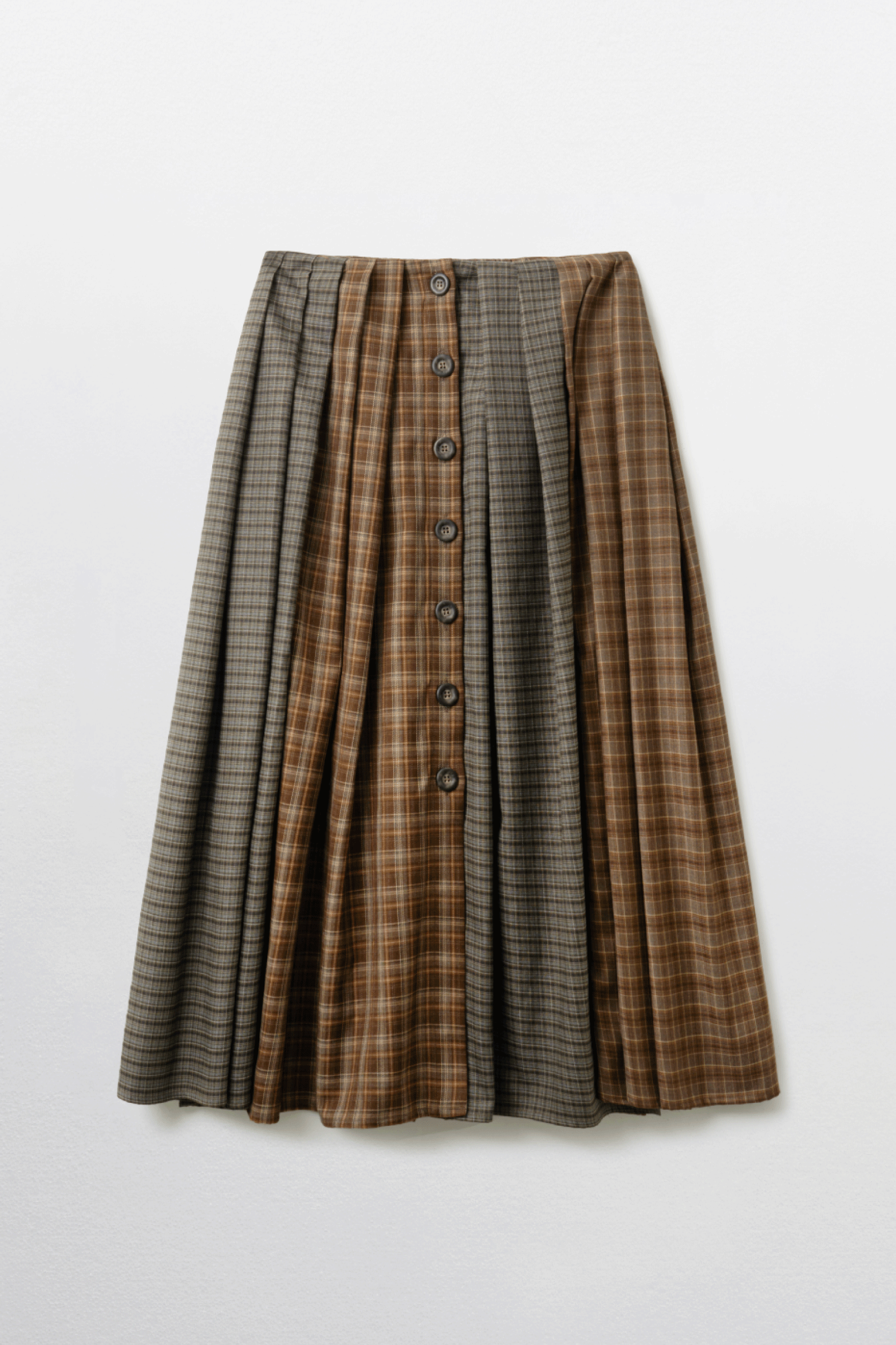 JUPE À CARREAUX MÉLANGÉS_MARRON