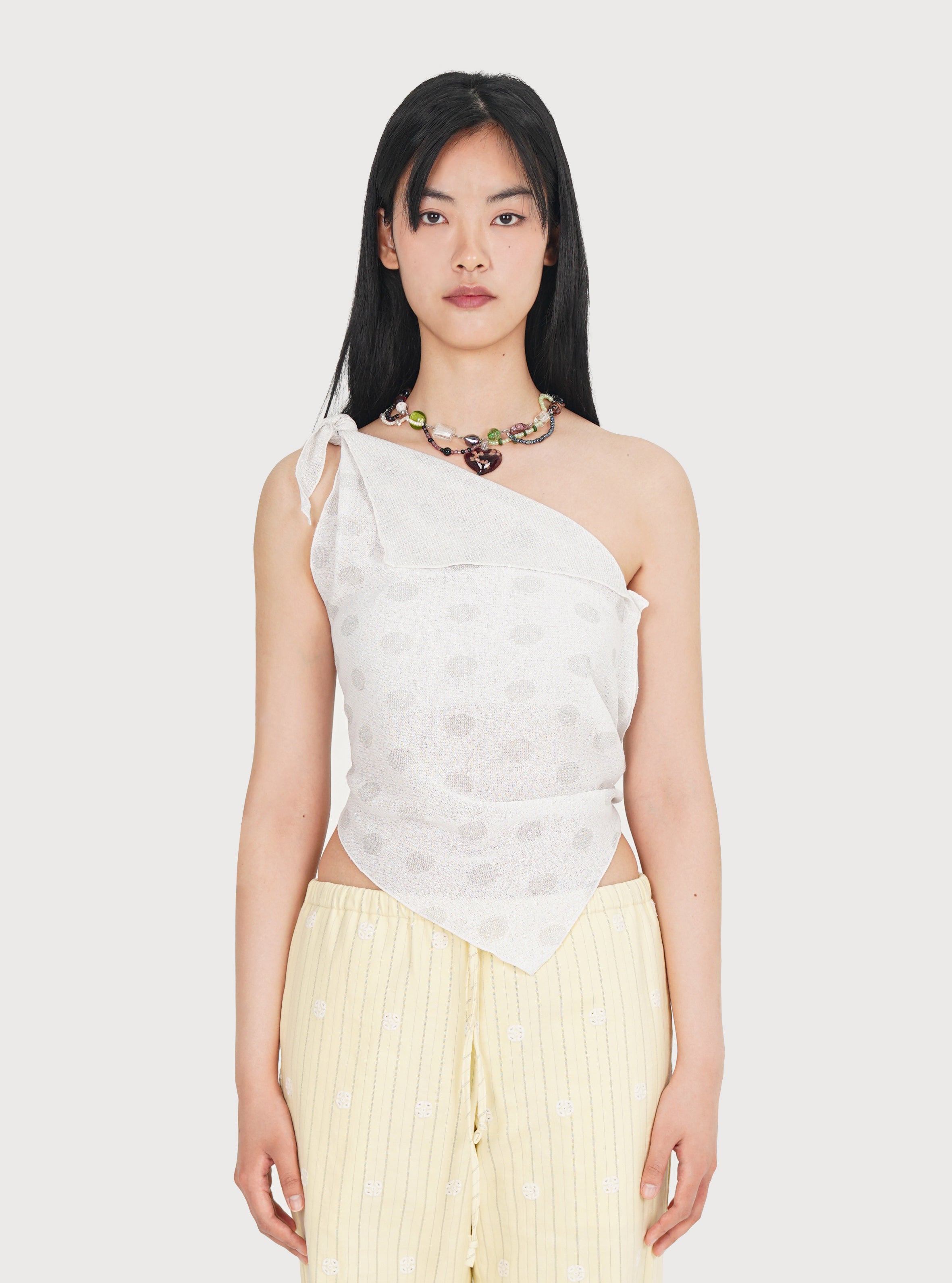 TOP FOULARD FIL MÉTALLISÉ_BLANC
