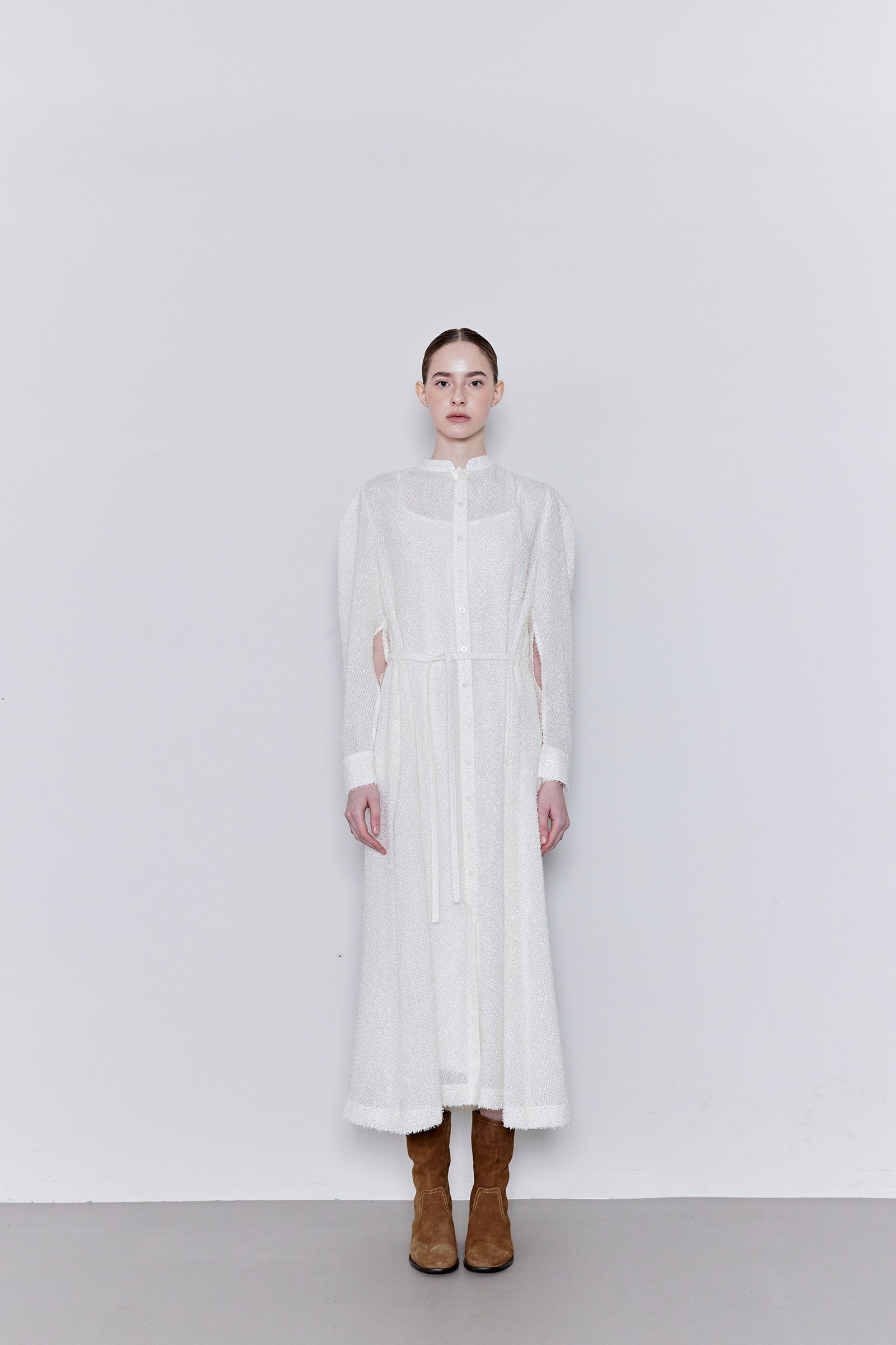 FRINGE LONG DRESS_BLEU MARINE