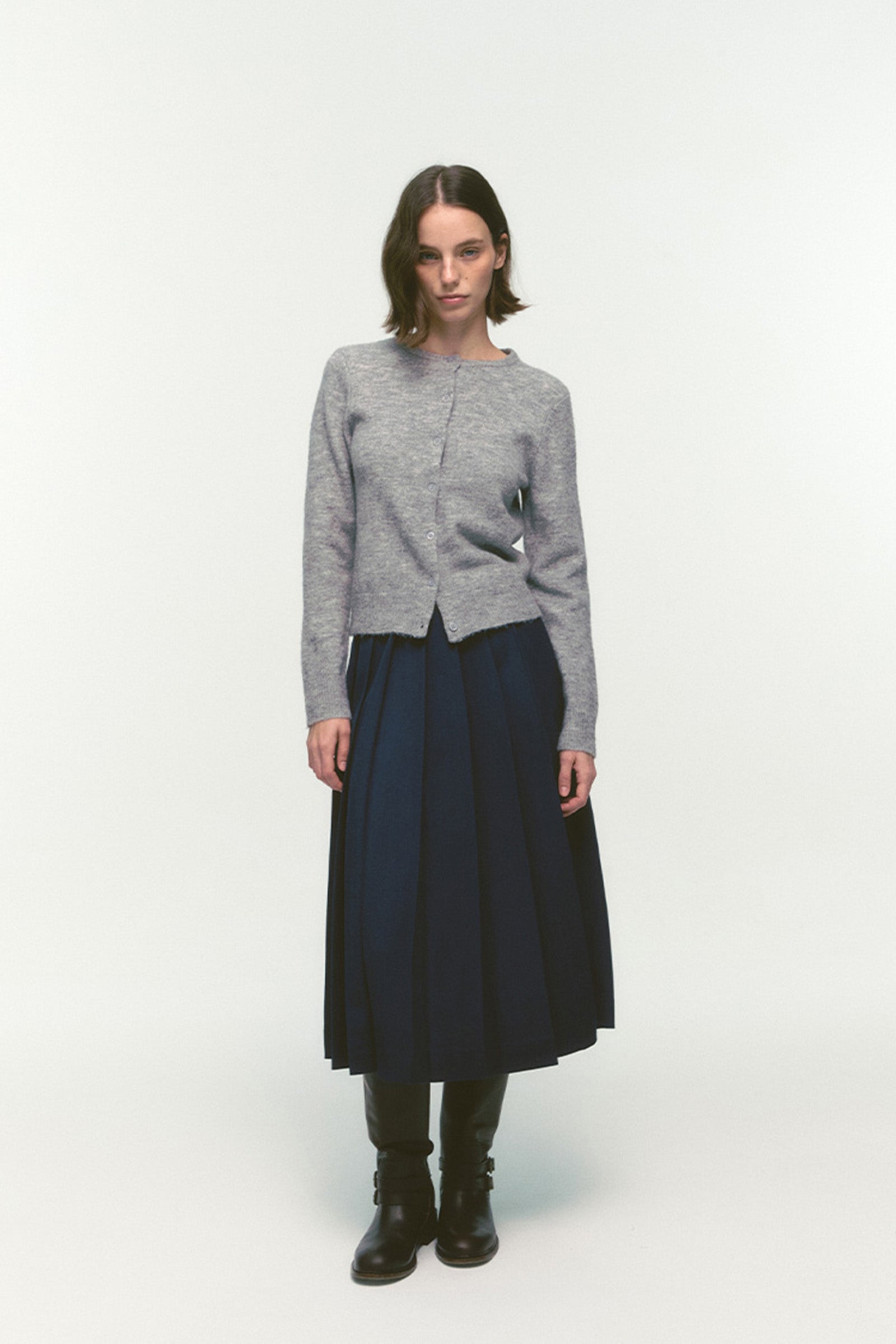 WOOL BLENDED CARDIGAN_GREY