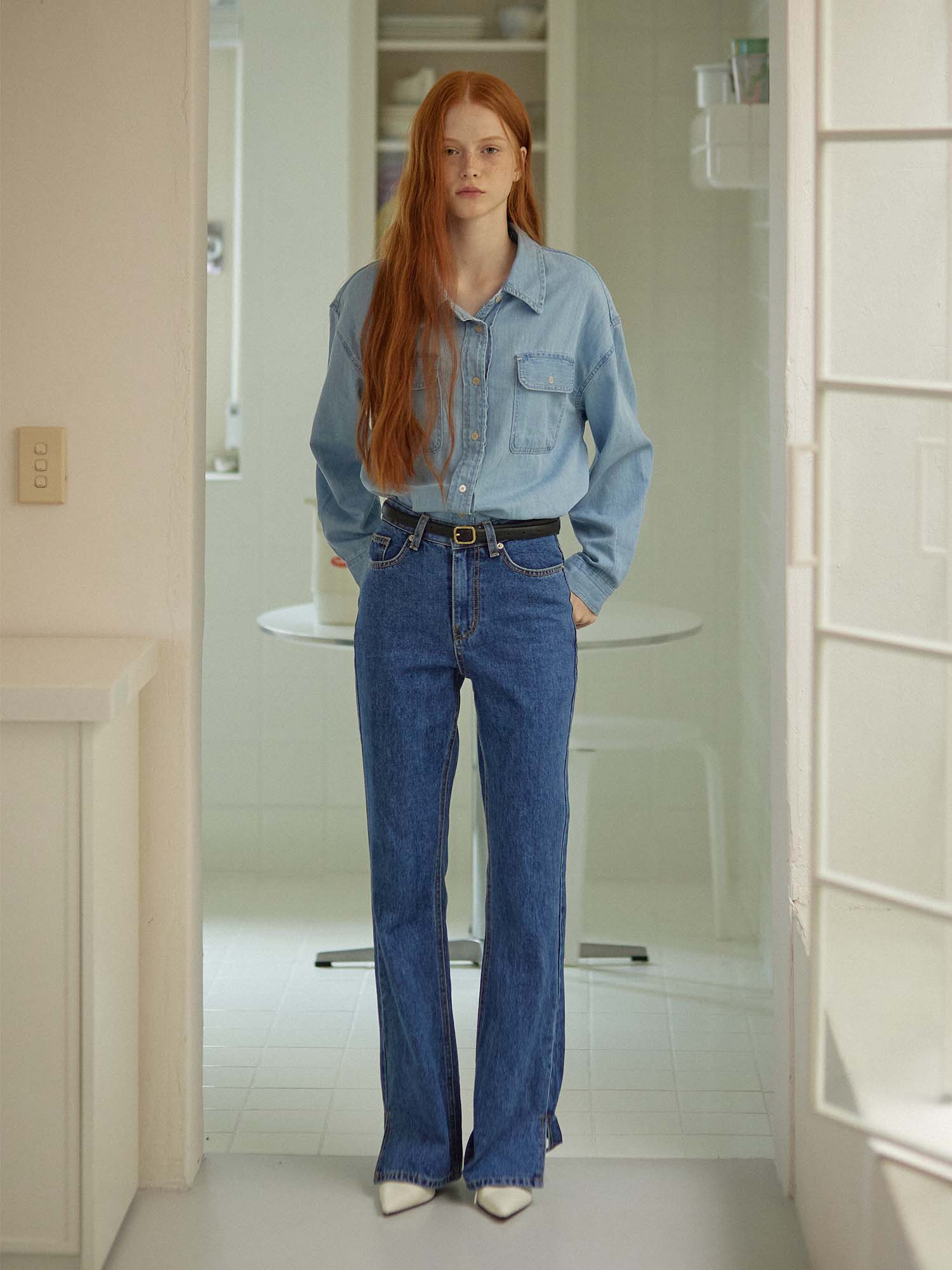 SLIT DENIM PANTS_BLUE