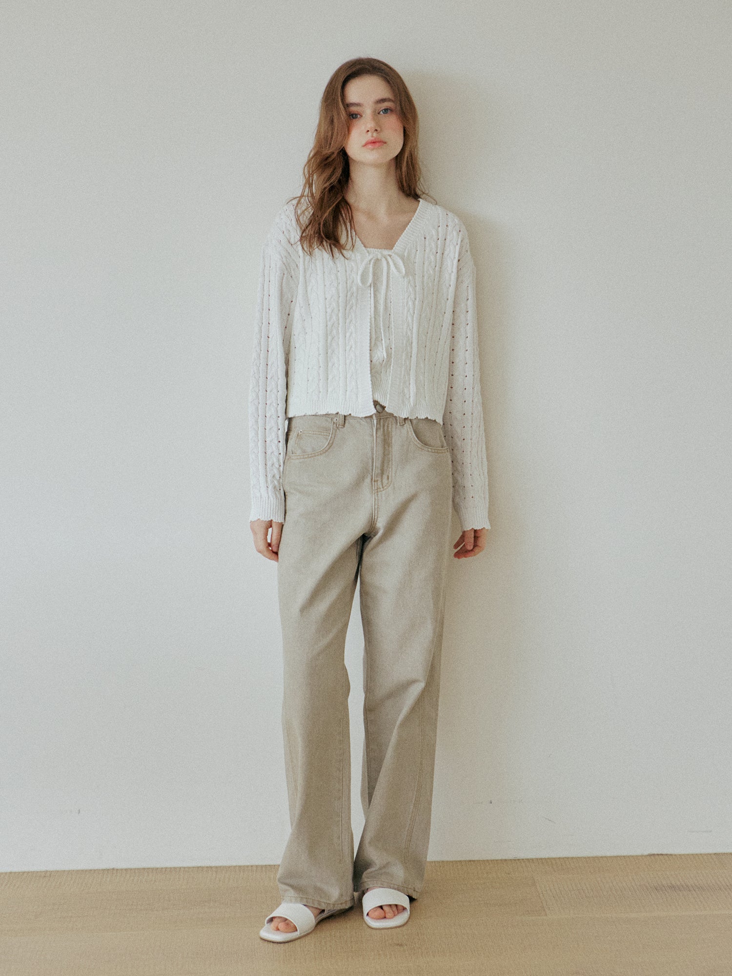 LACE RIBBON CARDIGAN_IVORY