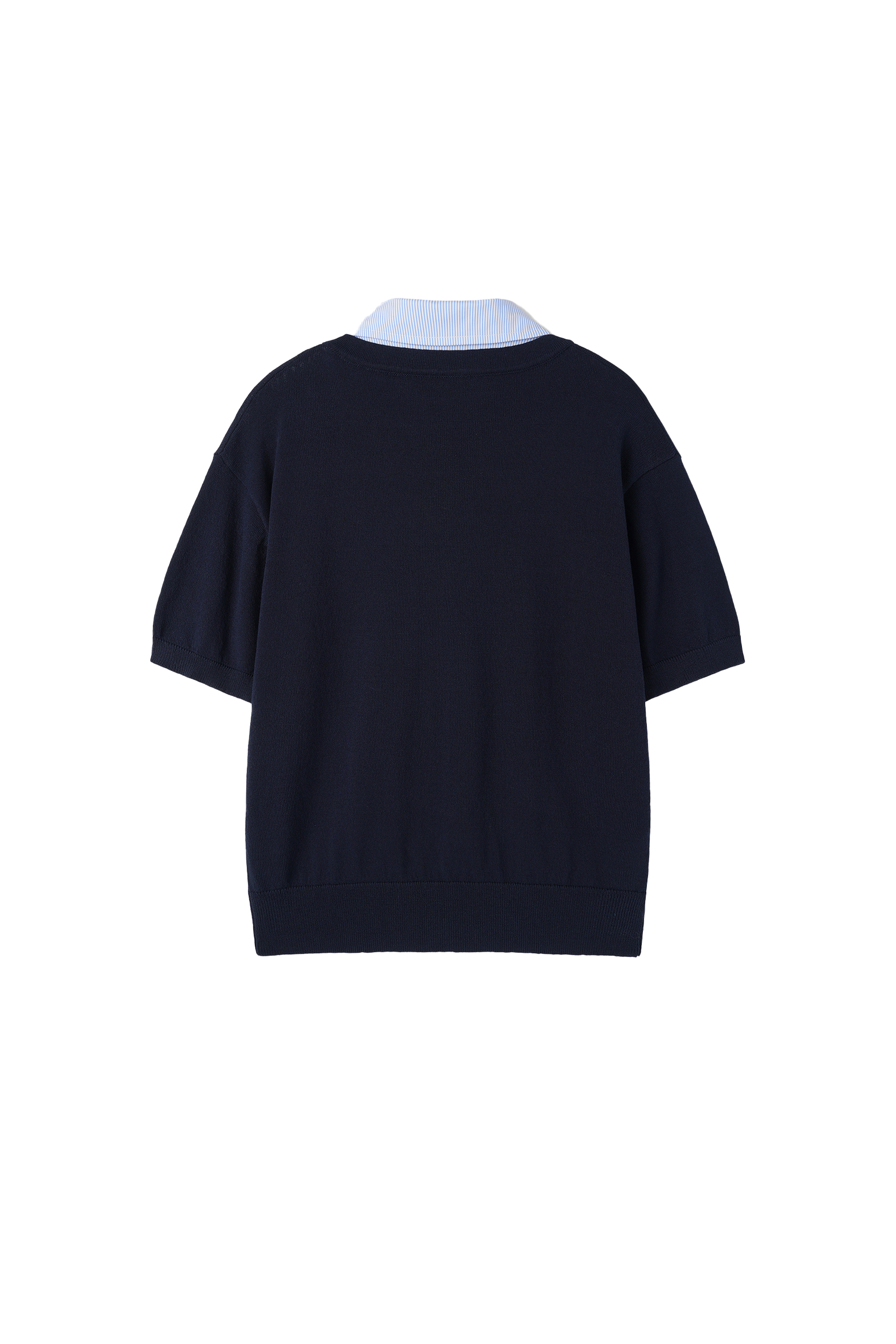 CARDIGAN MANCHES COURTES À COL_BLEU MARINE