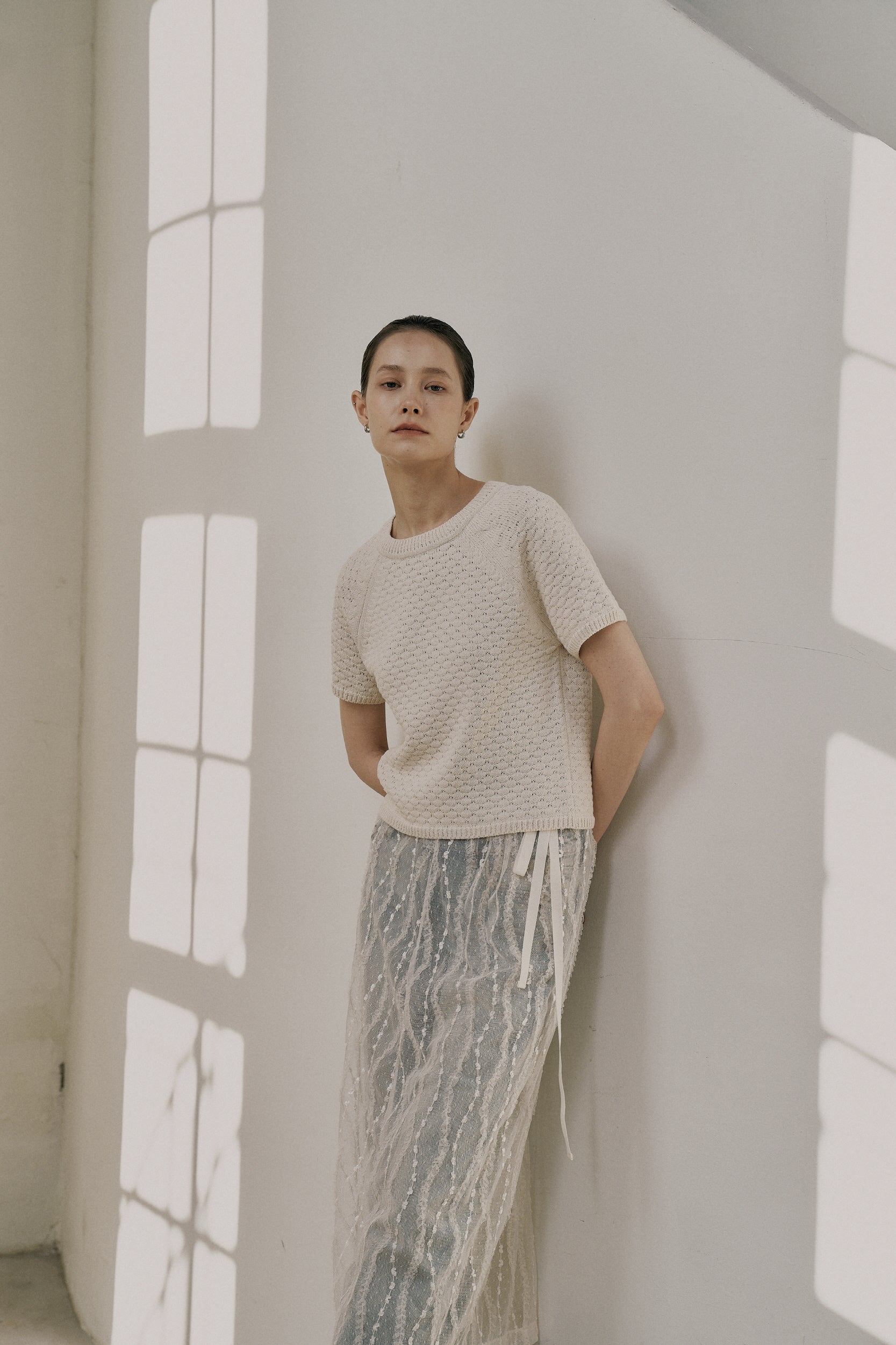 25SS COMB ROUND SWEATER_IVORY