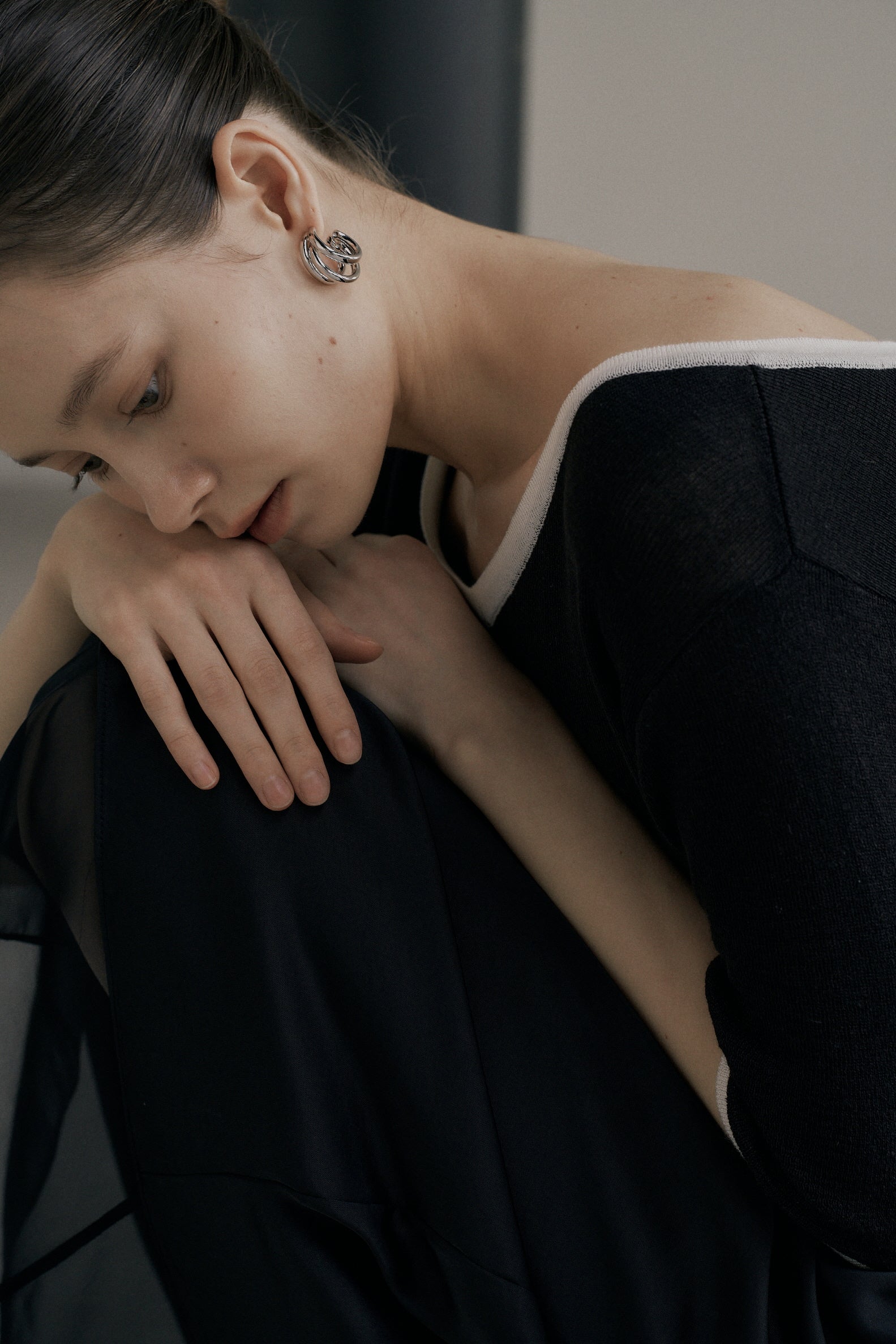 BOUCLES D'OREILLES À 3 NIVEAUX YUYA_ARGENT