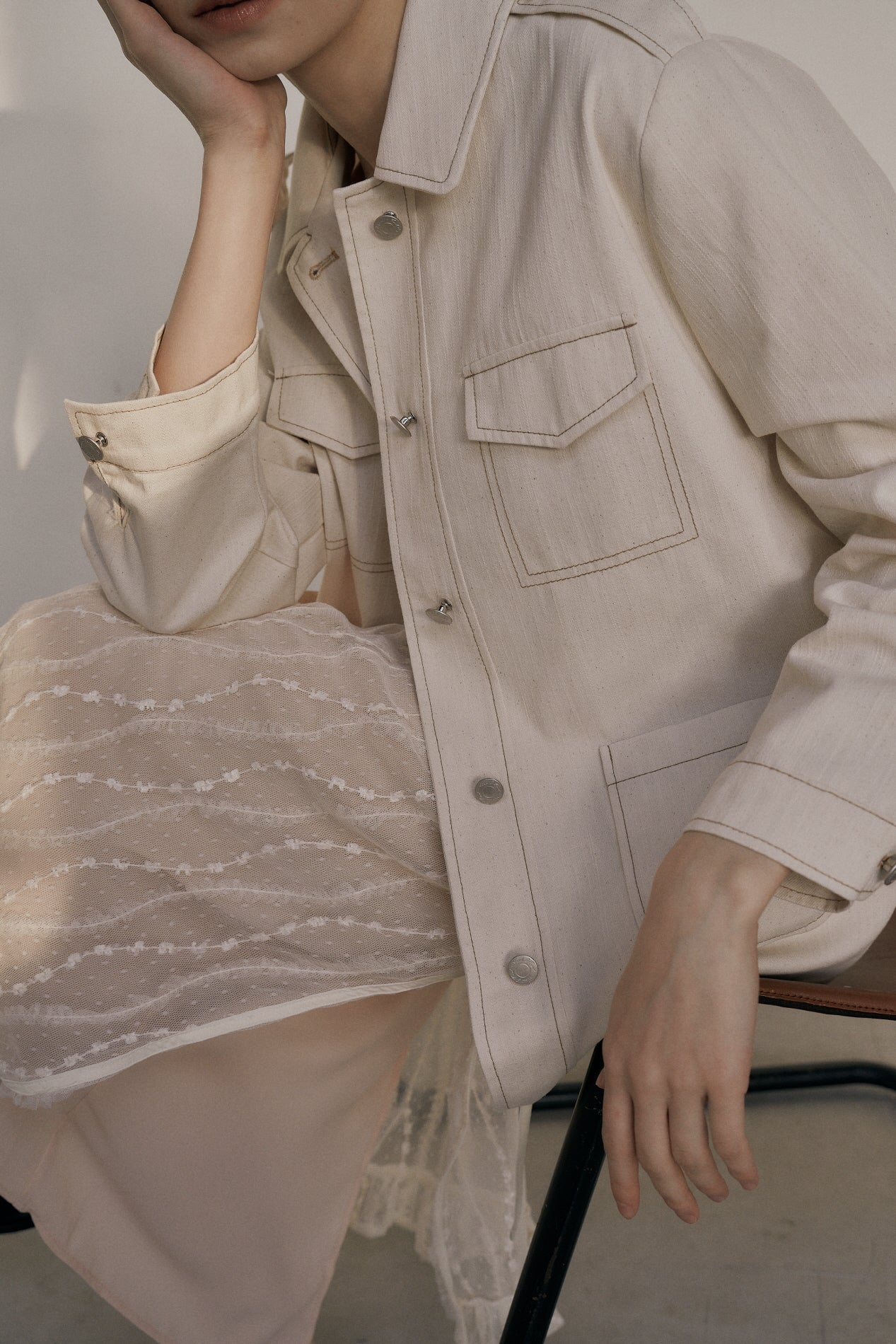 POCKET STITCH JACKET_IVORY