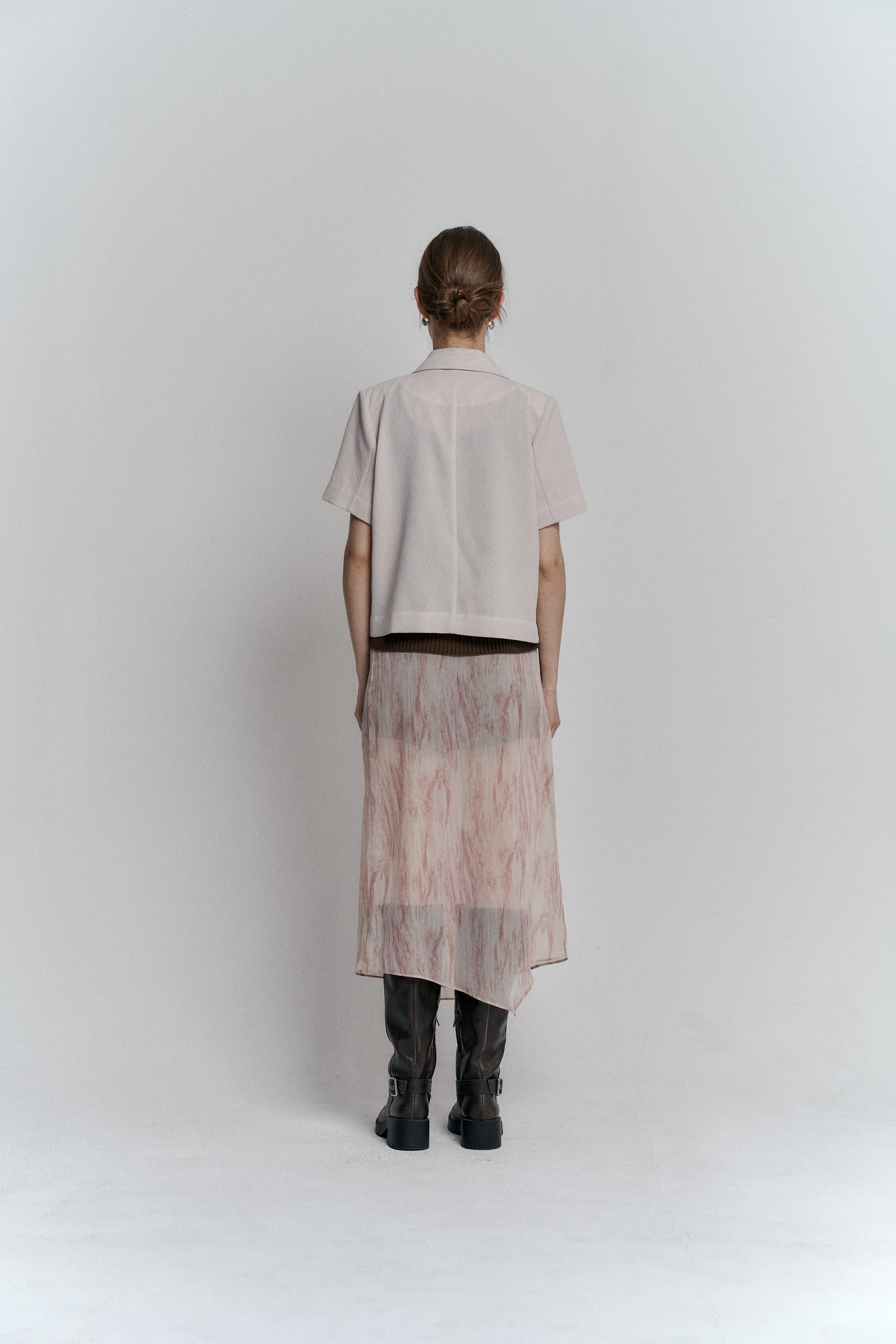 ONE BUTTON HALF JACKET_ROBE BEIGE