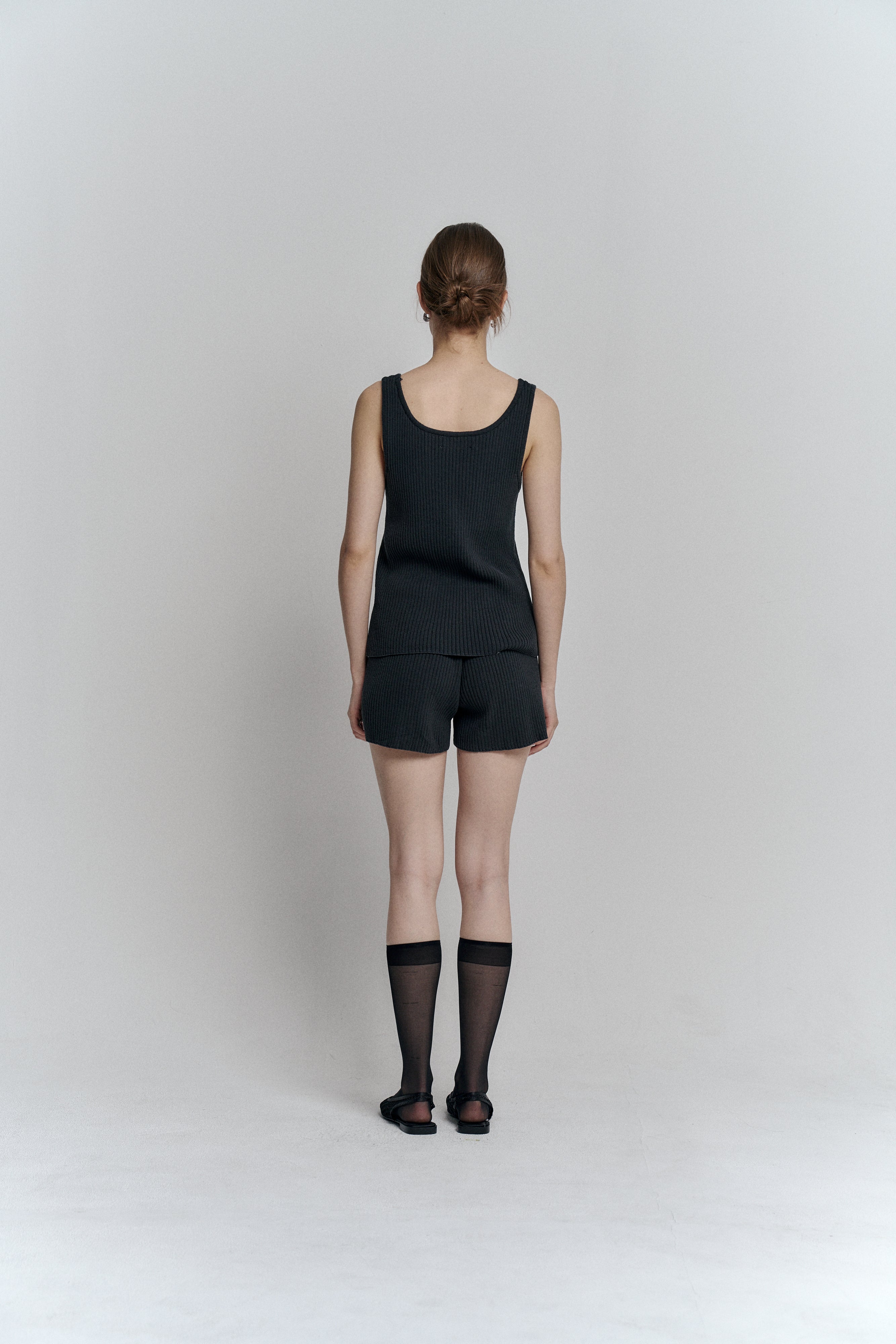 RIBBED KNIT SHORTS_NAVY