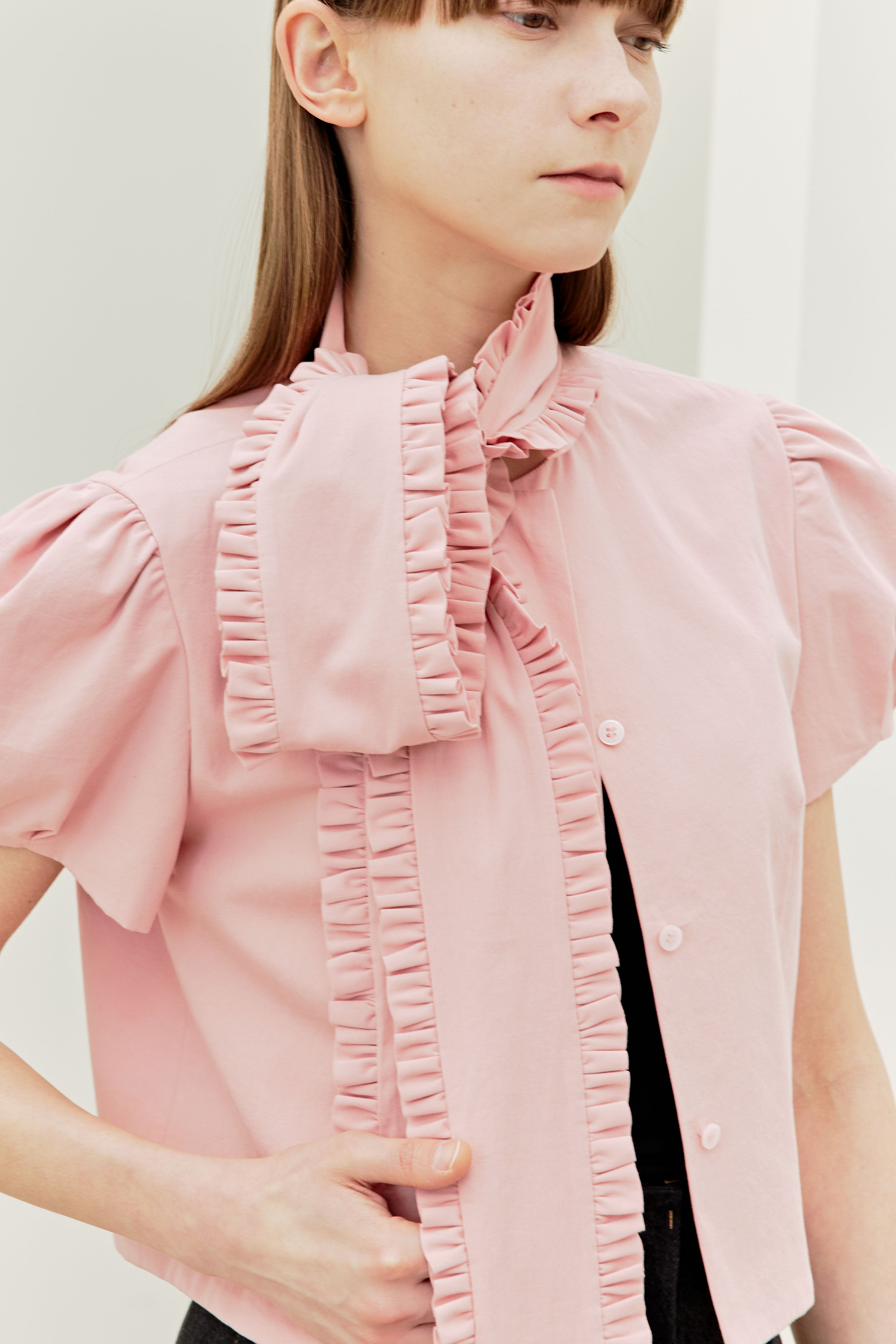 BLOUSE AVEC NŒUD À VOLANTS_ROSE