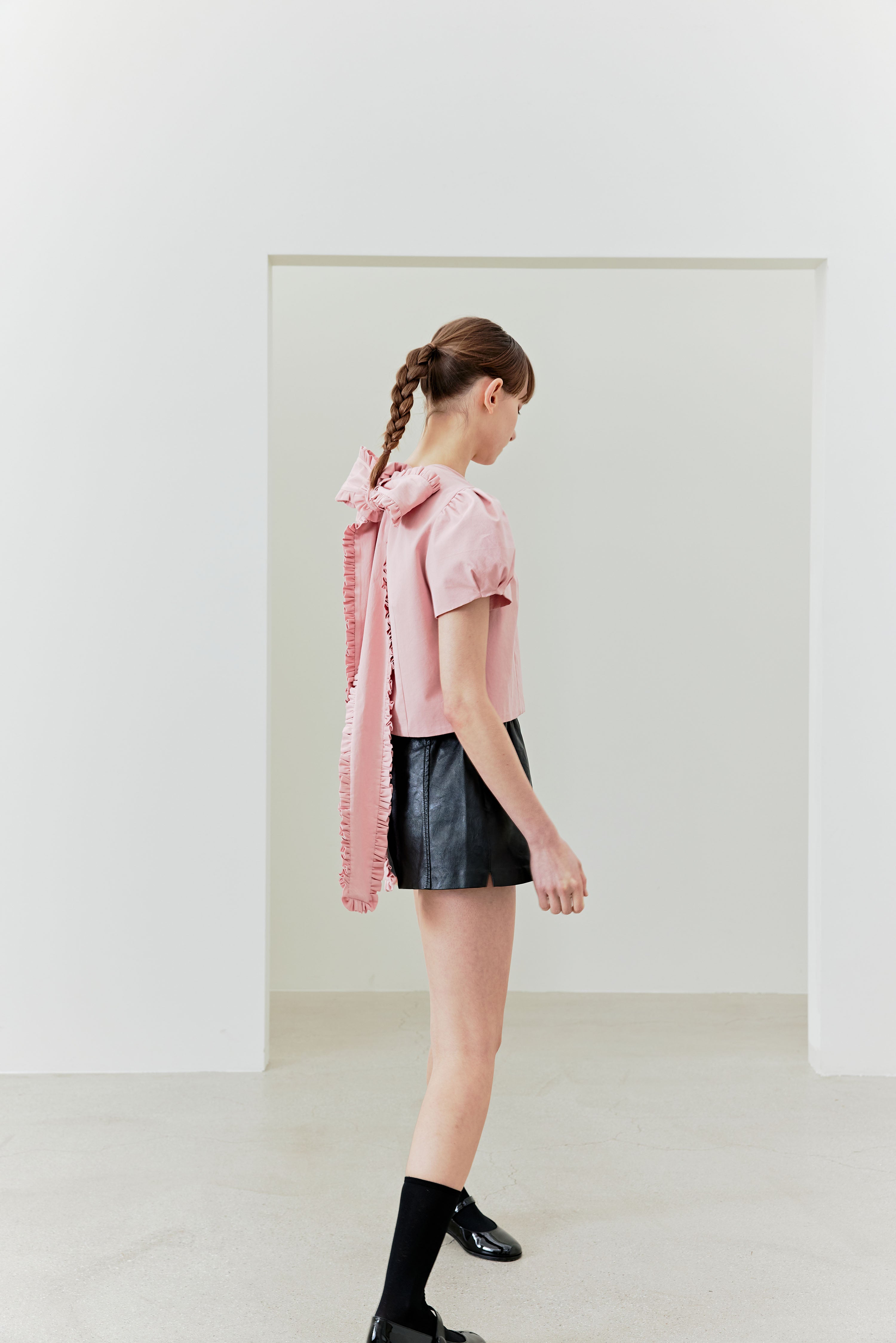 BLOUSE AVEC NŒUD À VOLANTS_ROSE