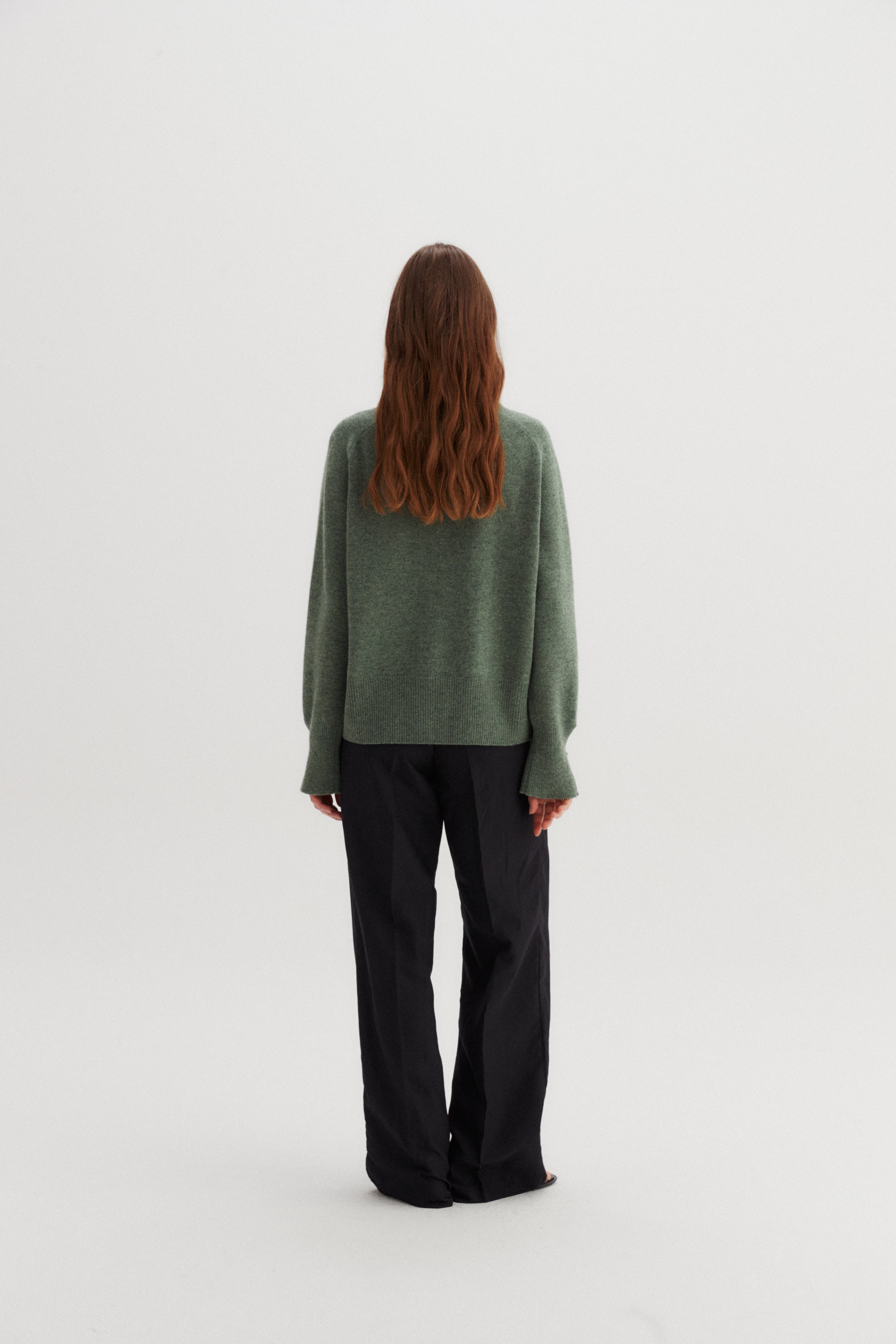 SADDLE ROUND SWEATER_VERT FONCÉ