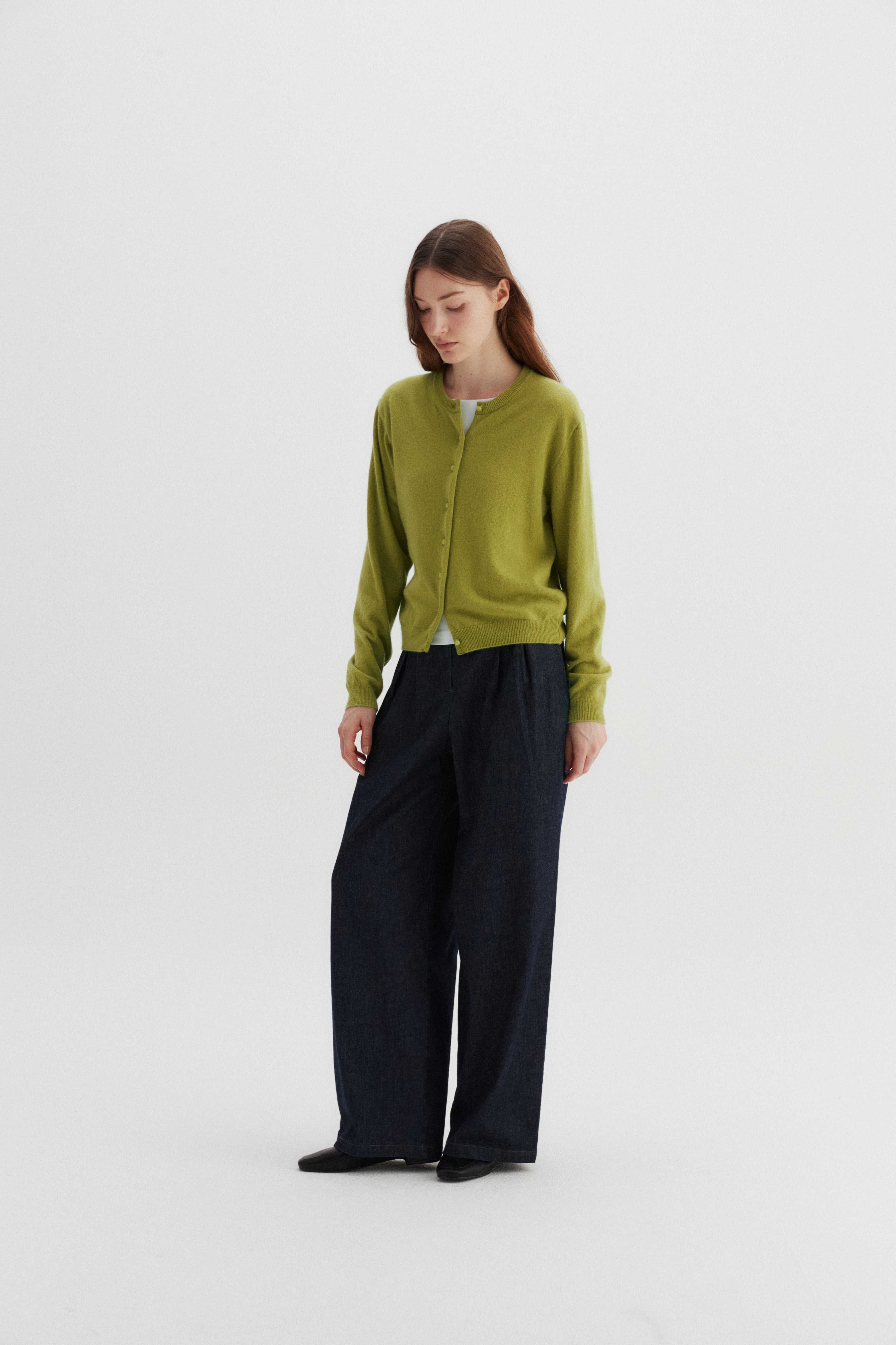 CARDIGAN EN CACHEMIRE BEANS_VERT CLAIR