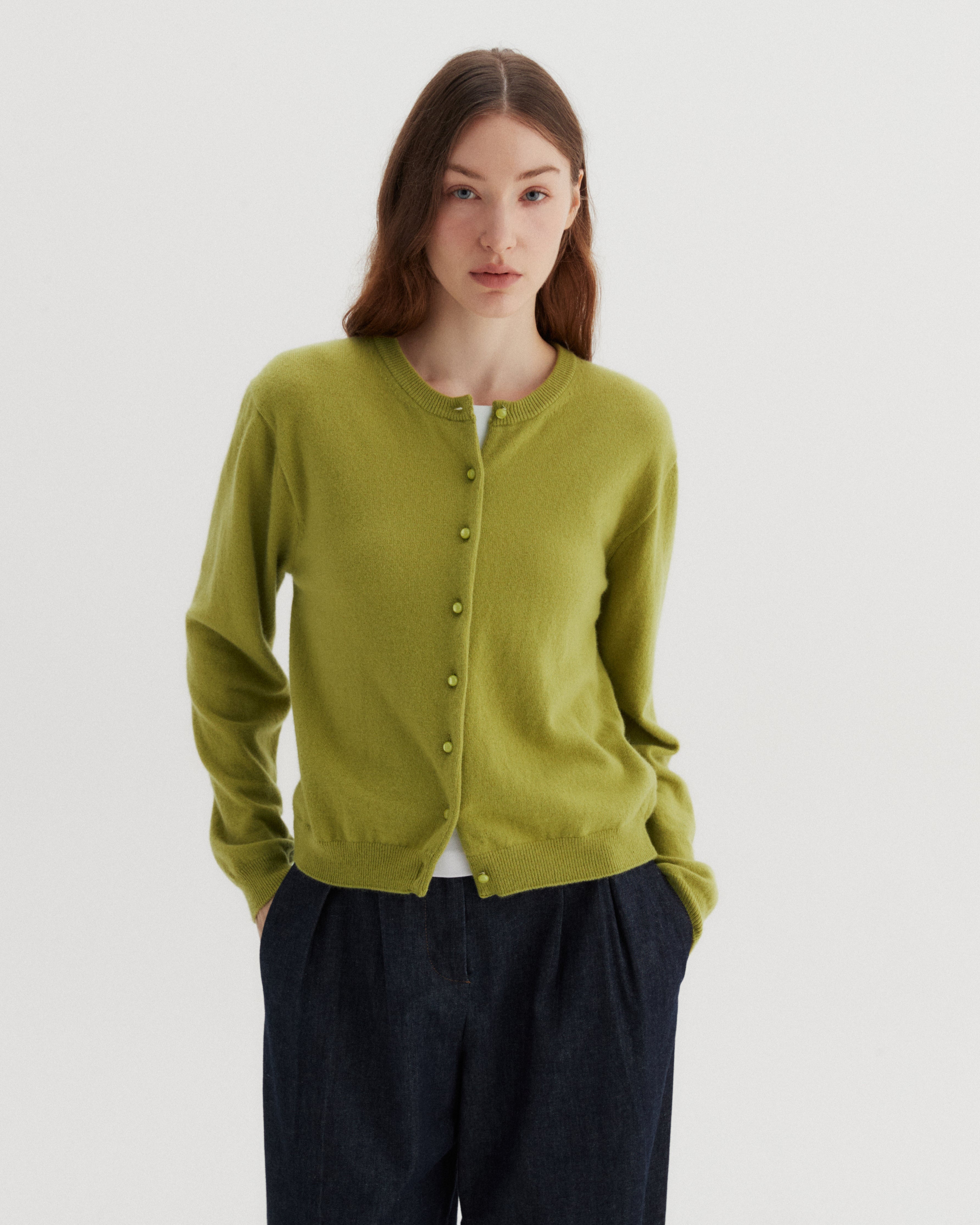 CARDIGAN EN CACHEMIRE BEANS_VERT CLAIR