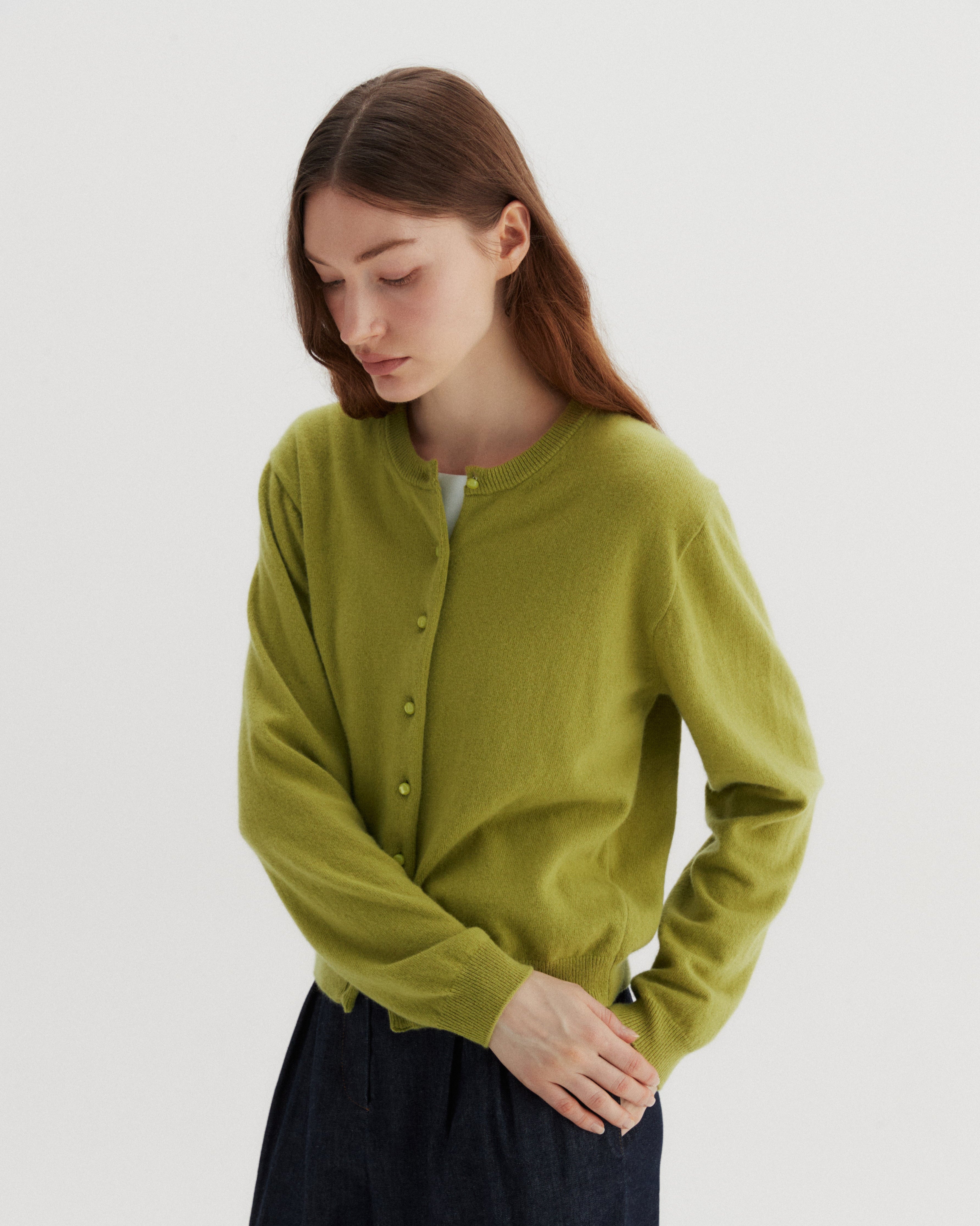 CARDIGAN EN CACHEMIRE BEANS_VERT CLAIR