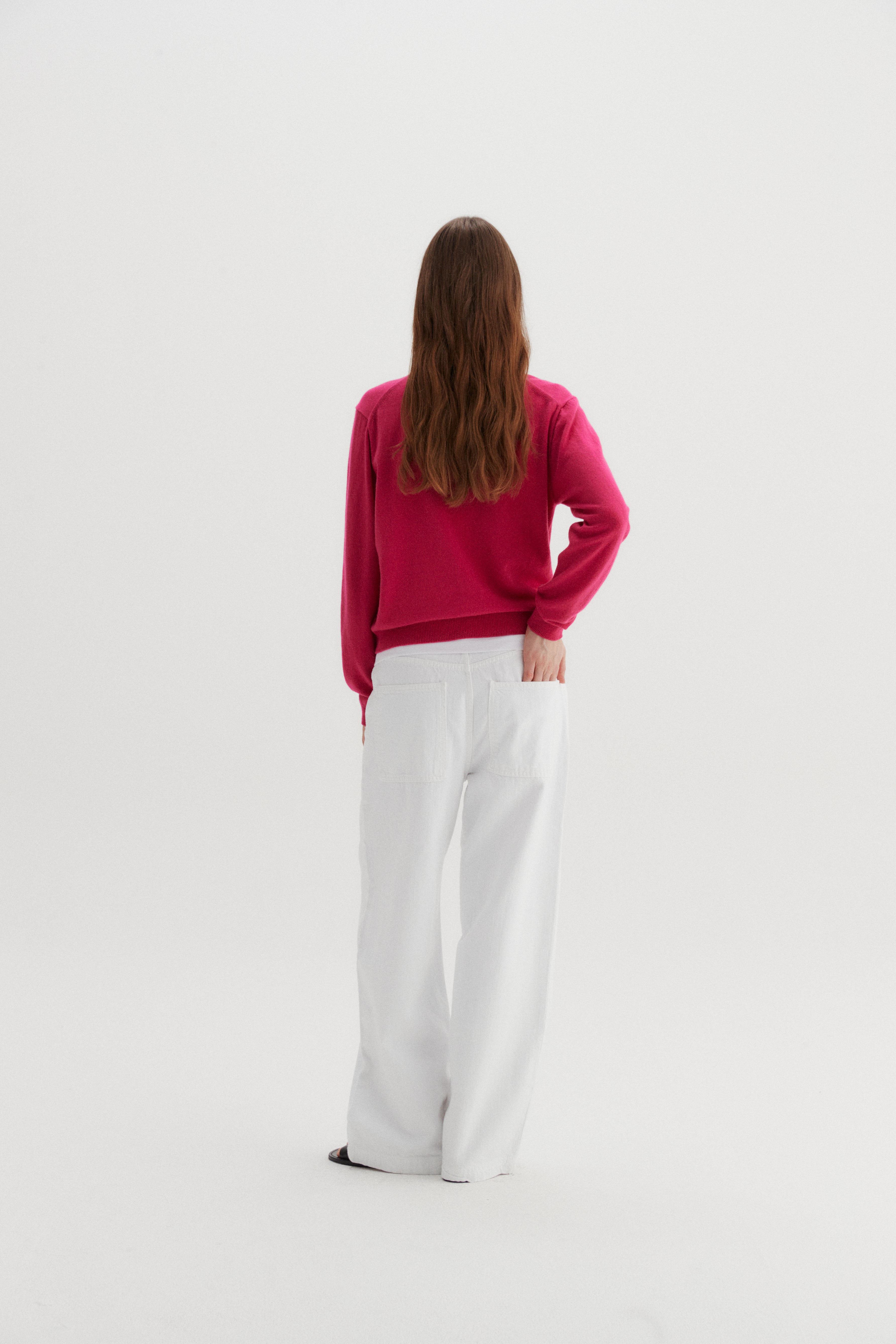 BEANS CASHMERE CARDIGAN_ROSE VIF