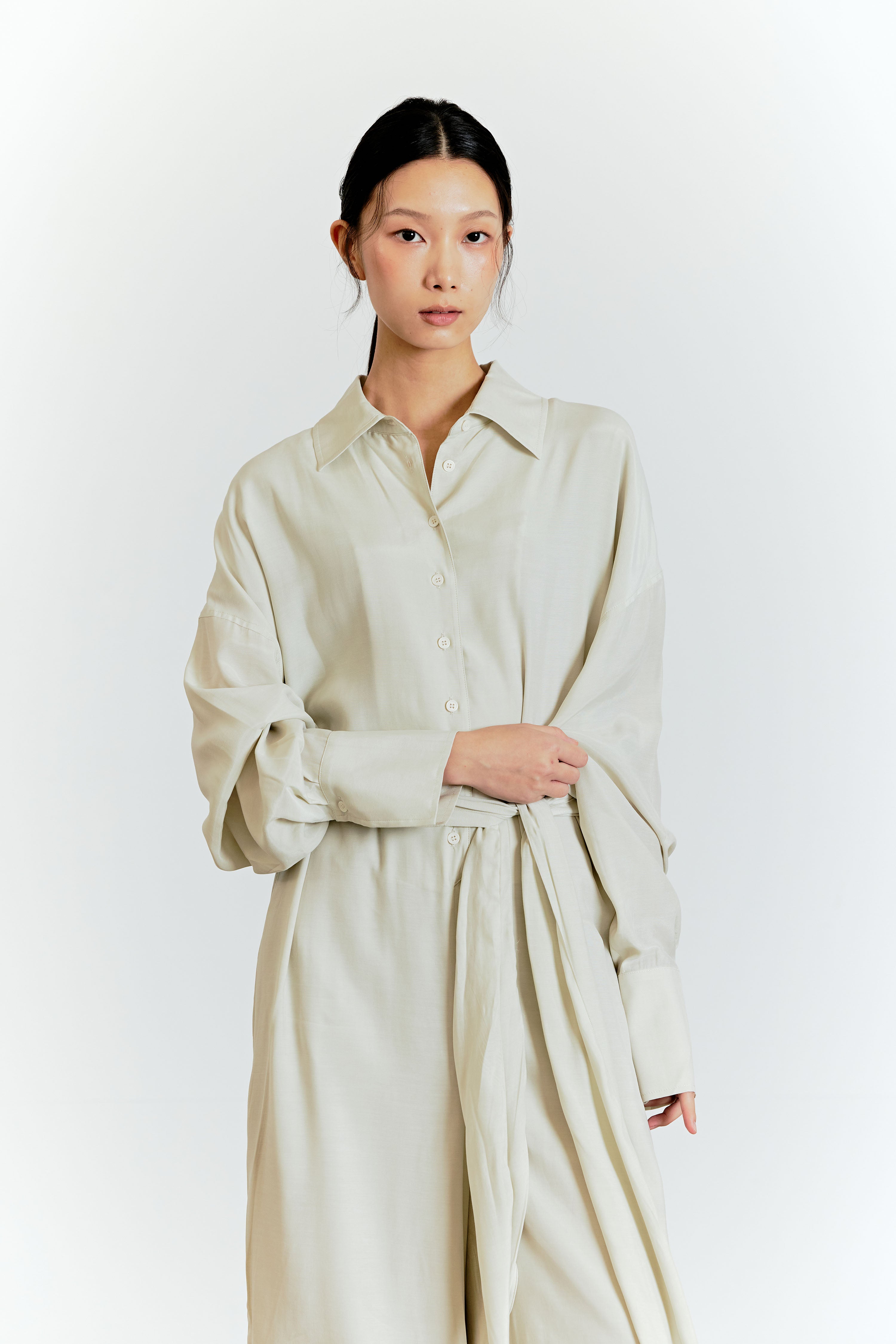 COMBINAISON CHEMISE EN LAINE_OLIVE