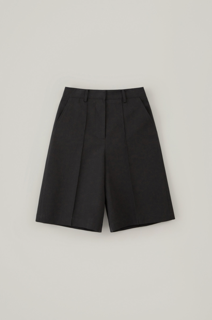 LINEN BERMUDA PANTS_BLACK