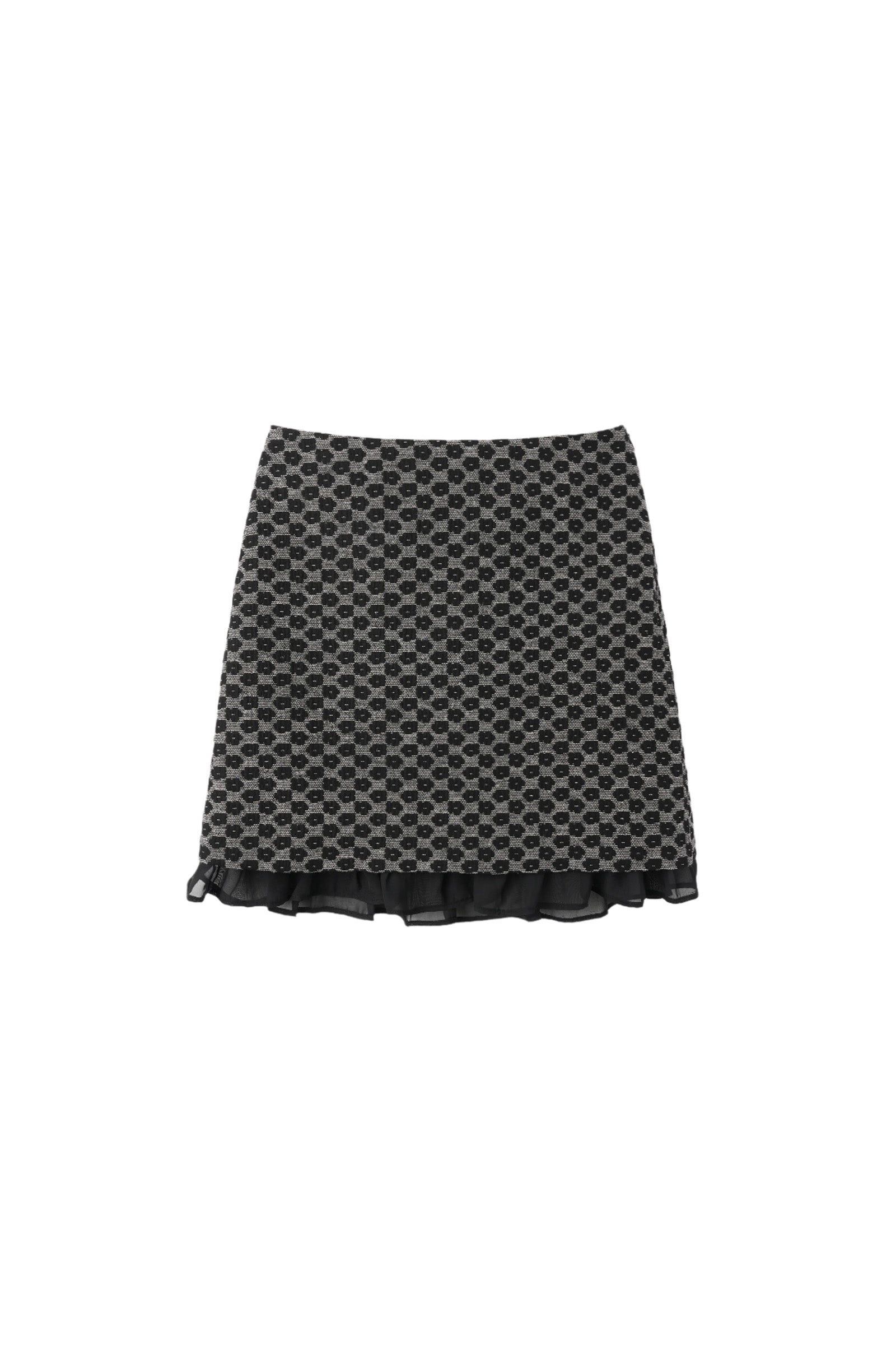 JACQUARD FLOWER SKIRT_BLACK