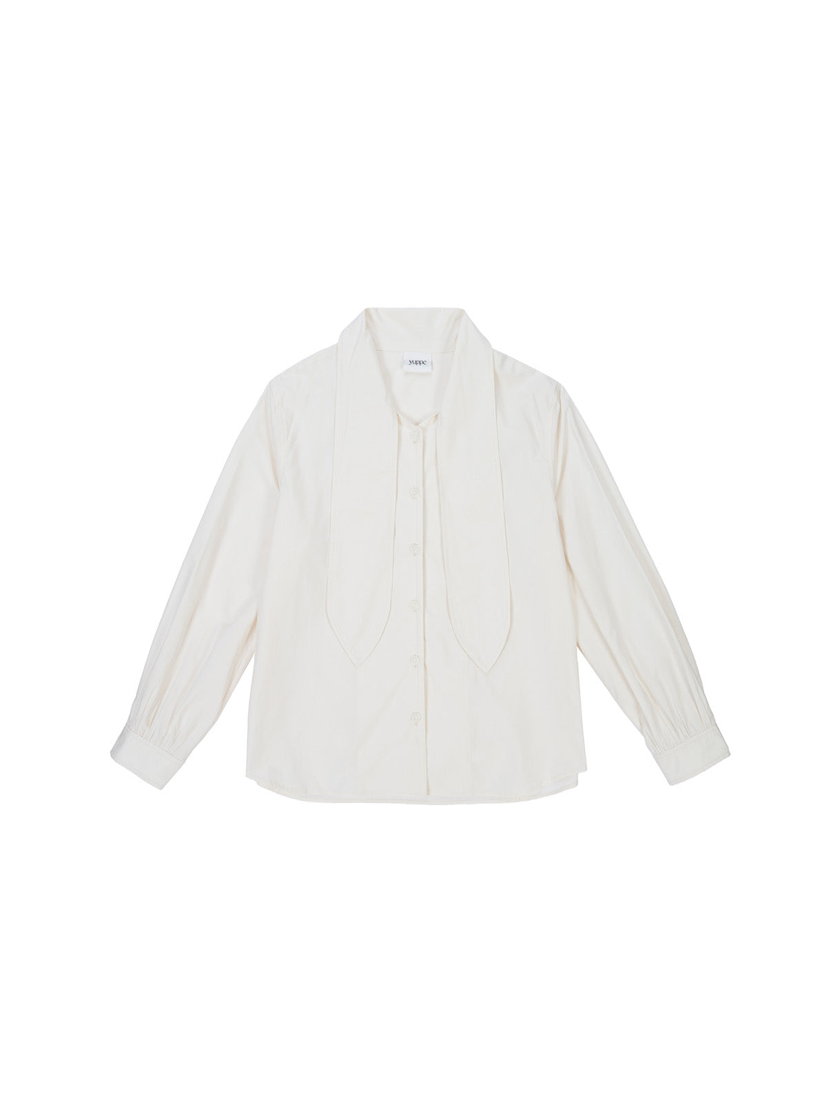 CHEMISE EN COTON AVEC NŒUD_CRÈME
