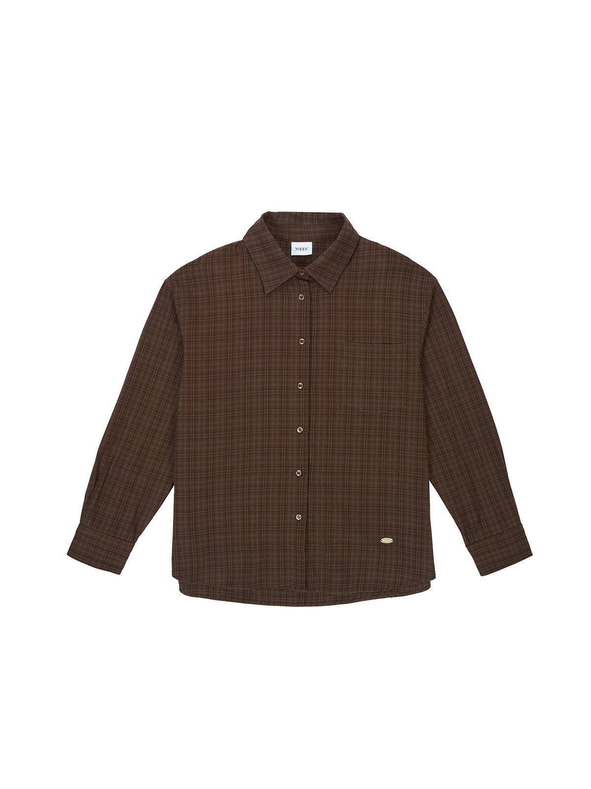 CHEMISE À CARREAUX EN COTON _MARRON