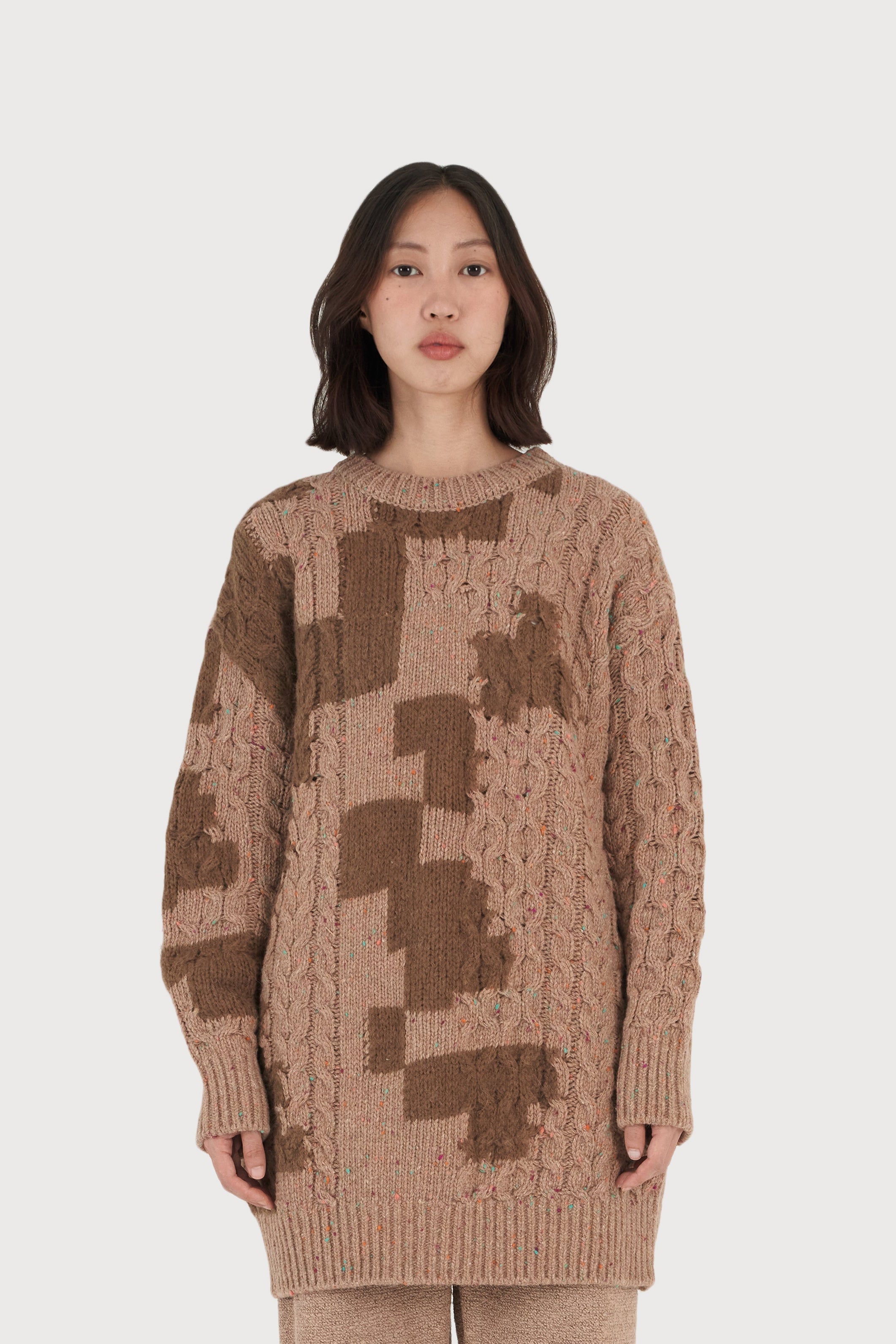 PULL EN LAINE À TORSADES GLITCH_BEIGE