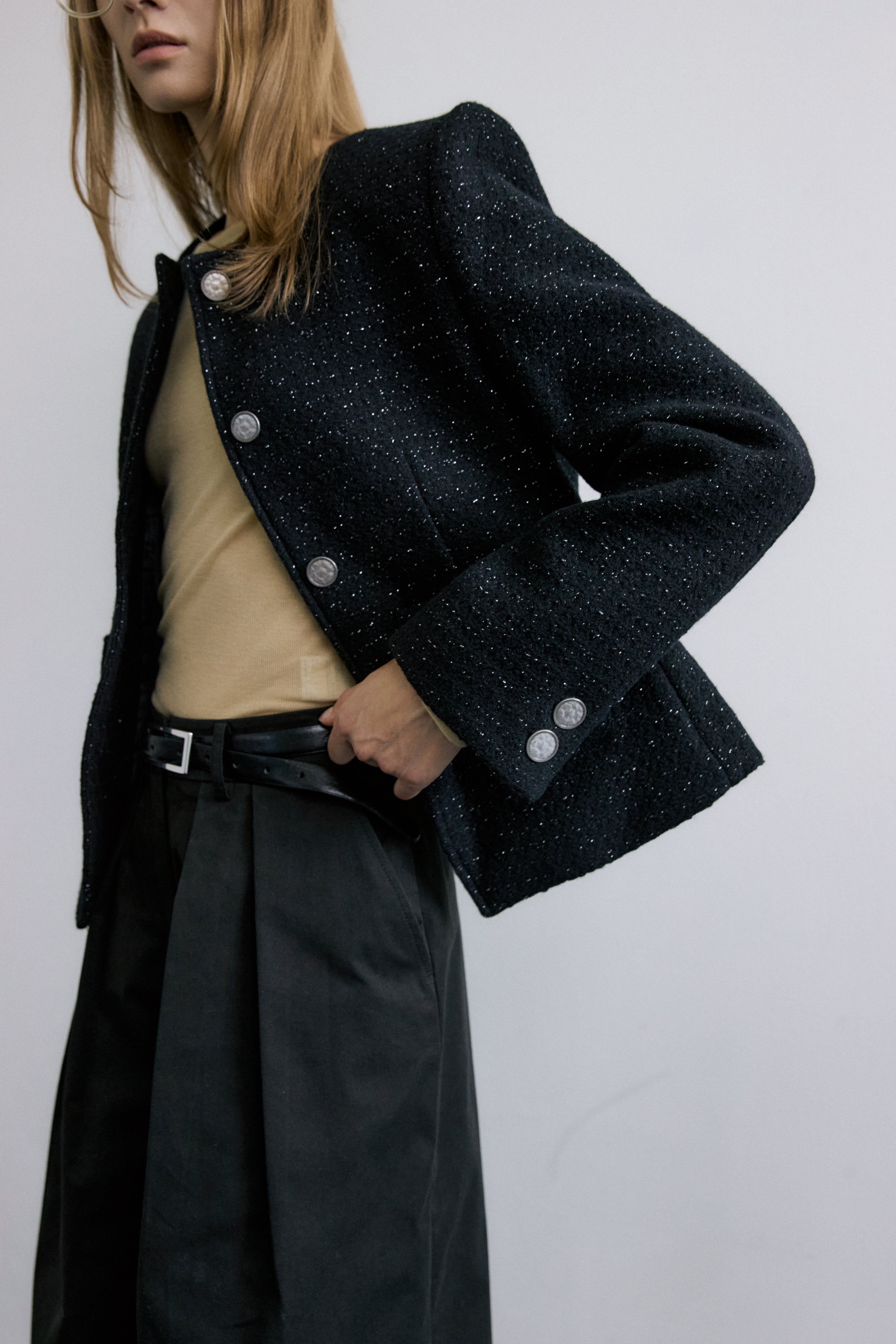 SHINING CLASSIC TWEED JACKET_BLACK